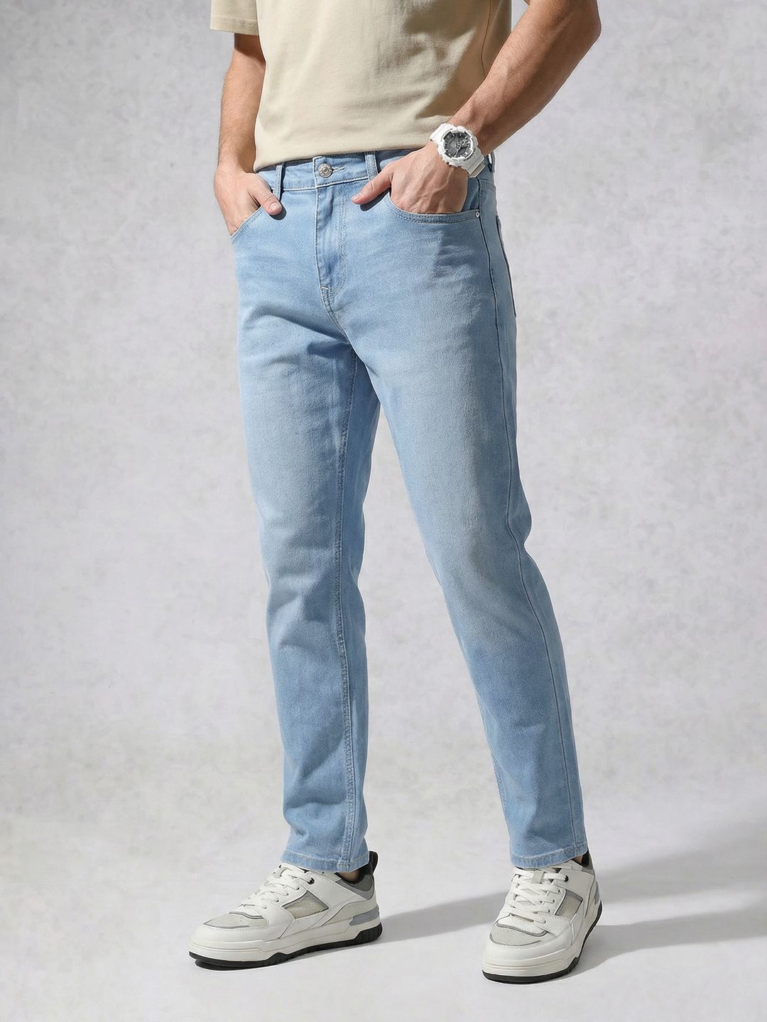 WROGN Men Regular Fit Mid-Rise Light Fade Stretchable Jeans-image-41