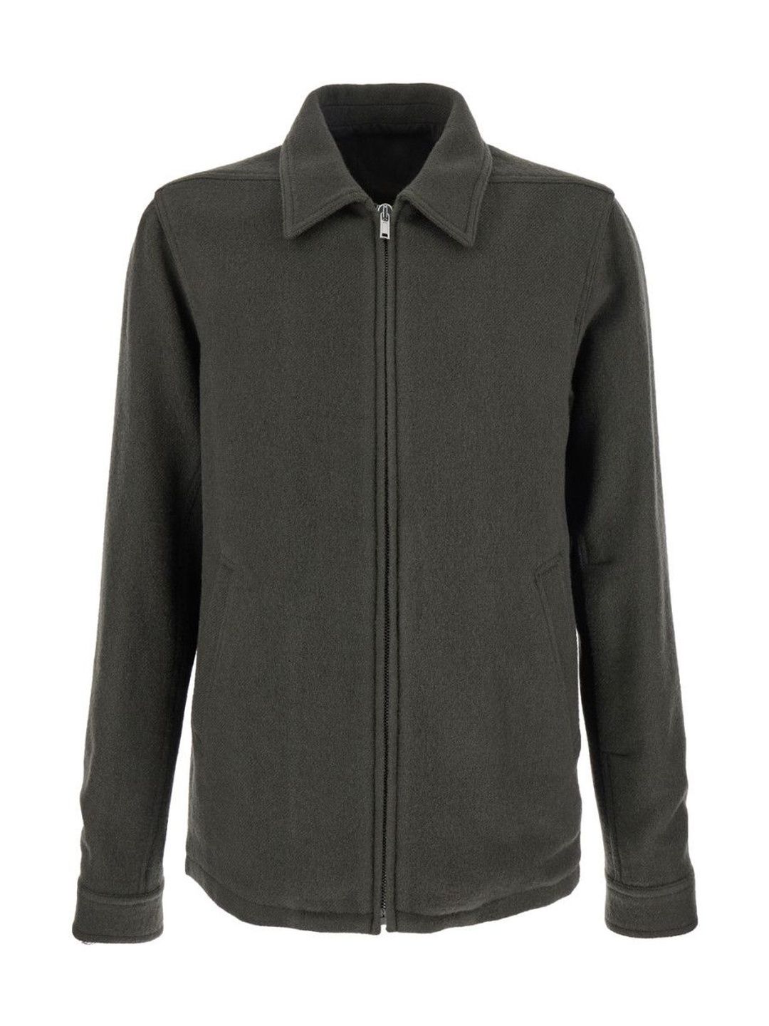 Rick Owens Green Classic Collar Zipped Sweatshirt-picture-23