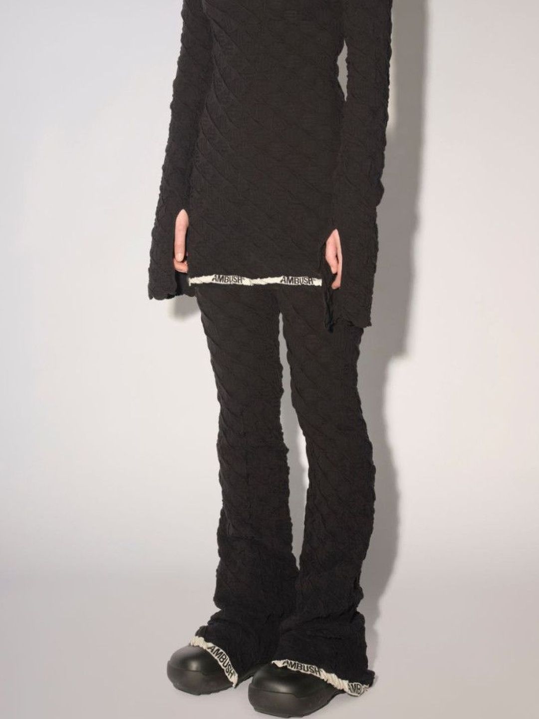 Ambush Black High Waist Flared Knit Trousers-picture-51