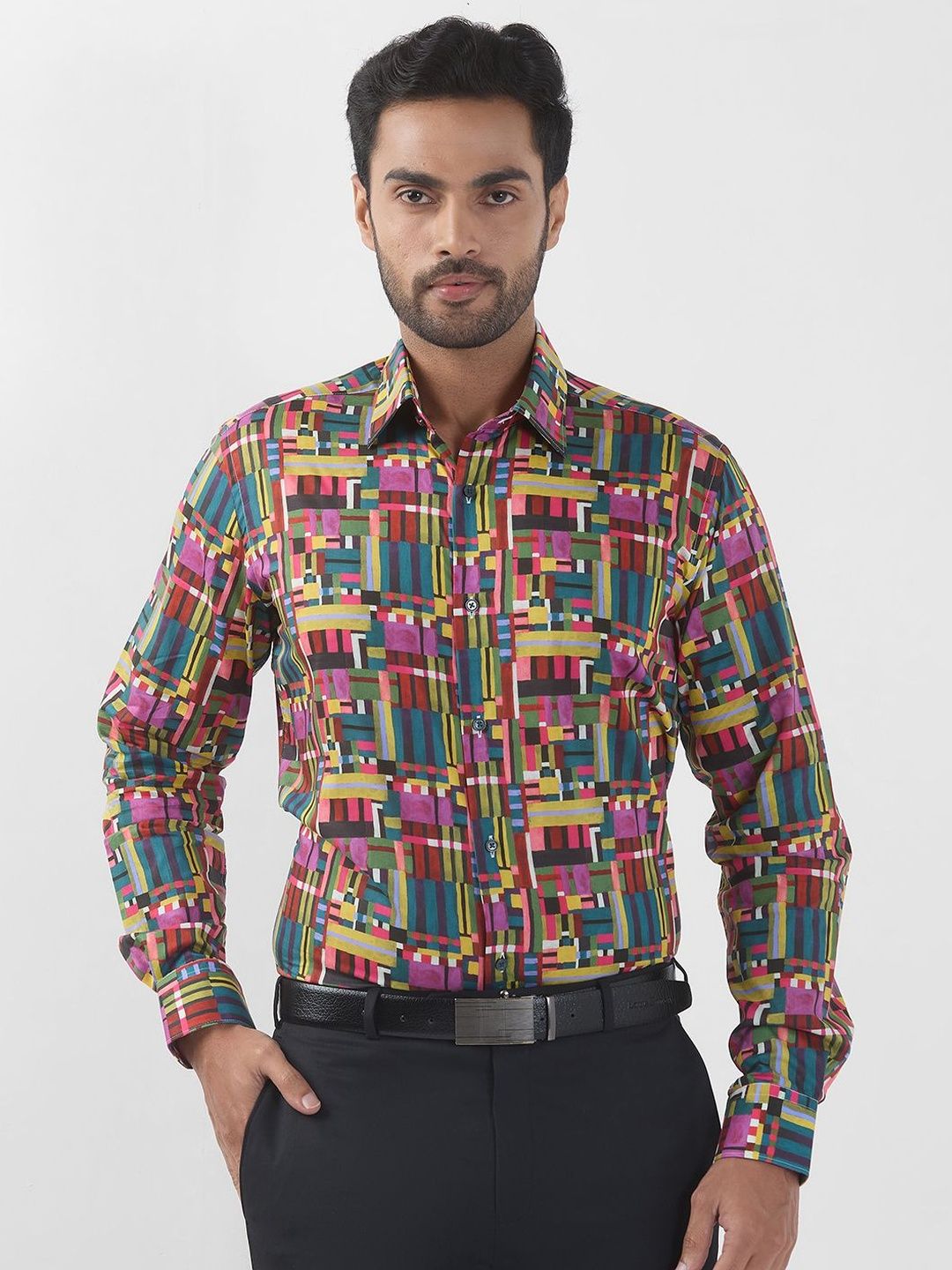 Raymond Men Geometric Printed Regular Fit Cotton Formal Shirt-picture-22