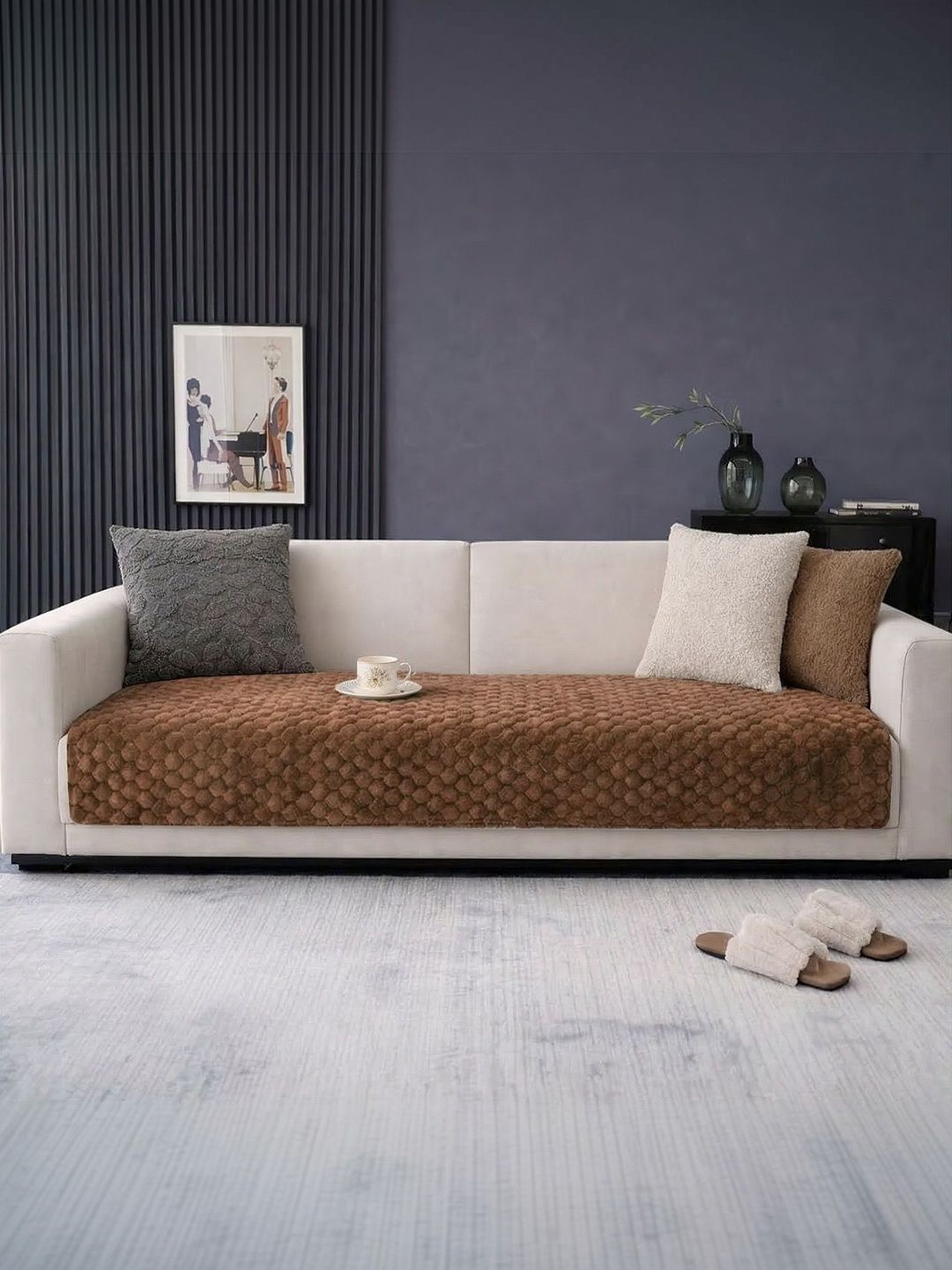 Cortina Brown & Brown 1 Piece Sofa Cover Without Arms-image-4