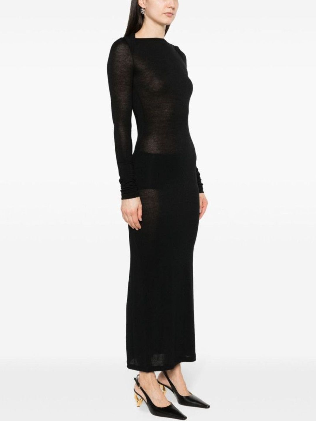 Saint Laurent Black Black Long Pencil Dress-picture-27