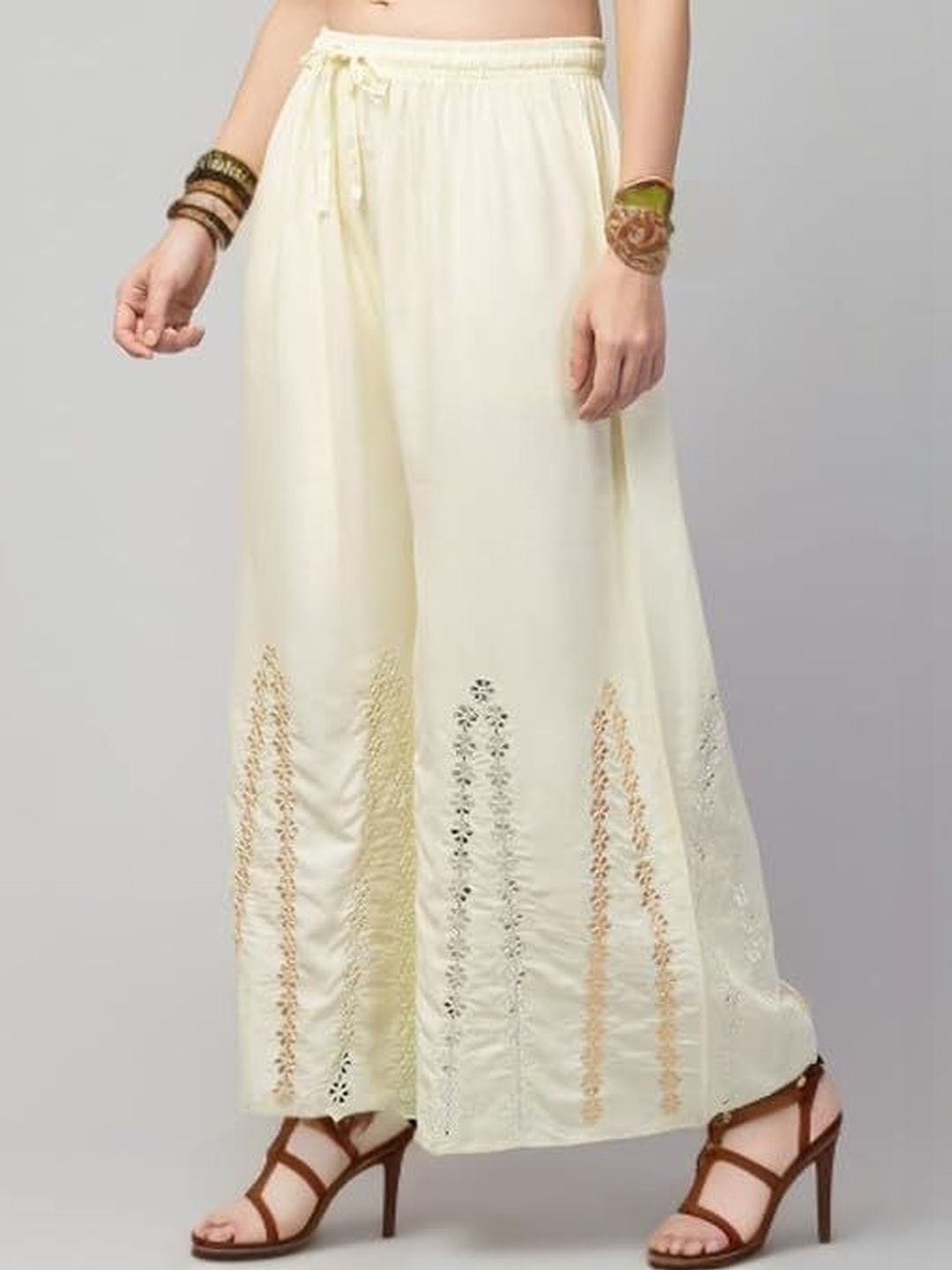 Thrifty Thread Women Embroidered Flared Knitted Ethnic Palazzos-picture-25