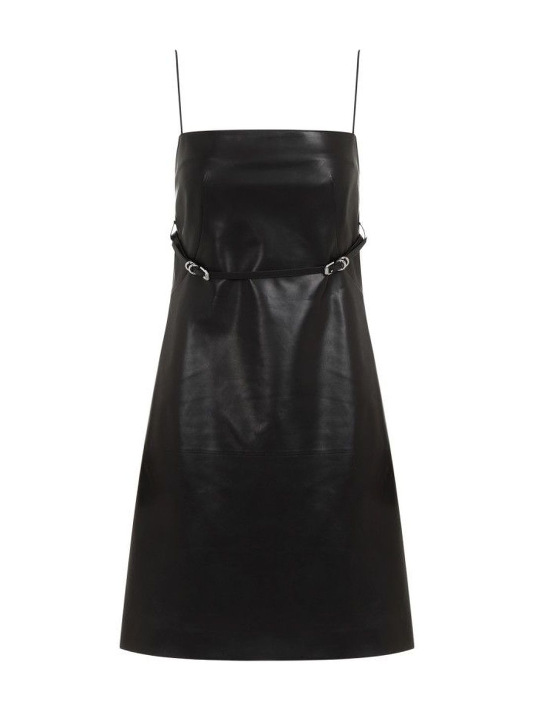 Givenchy Black Straight Neckline Leather Mini Dress-picture-14