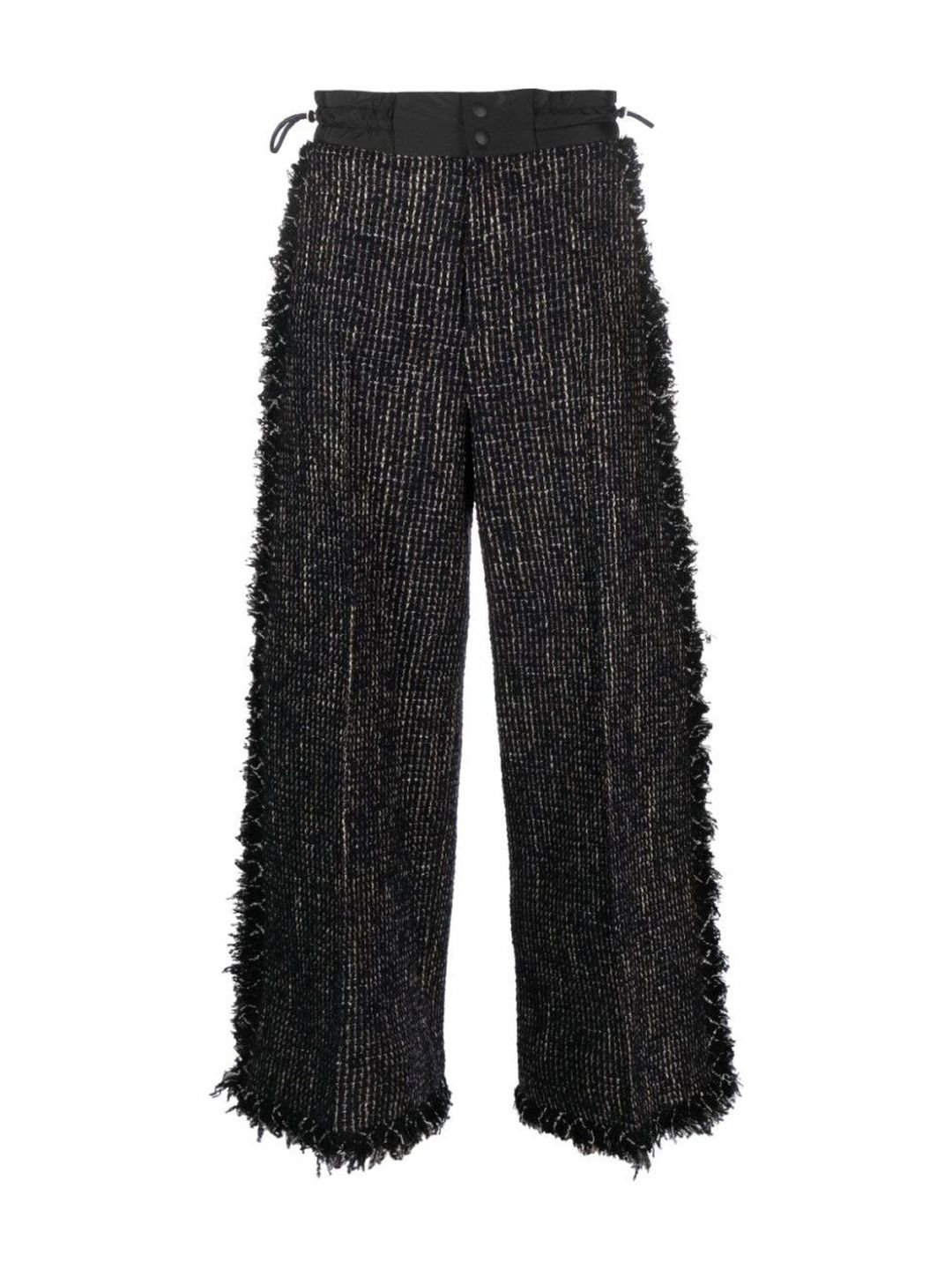 Sacai Black Wide Leg Tweed Trousers-image-25