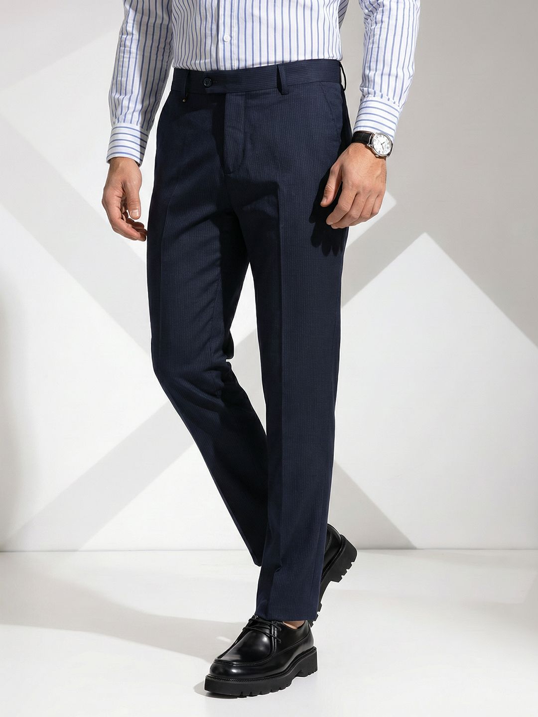 INVICTUS Men Striped Formal Trousers-picture-35