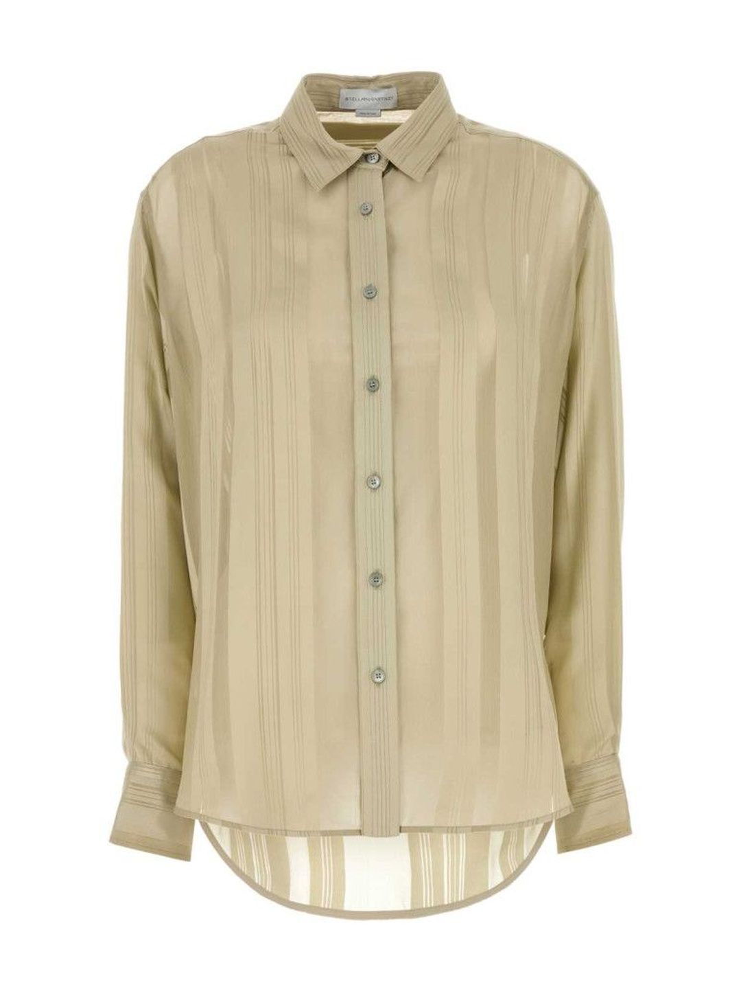 Stella McCartney Beige Sheer Striped Panelled Shirt-image-17