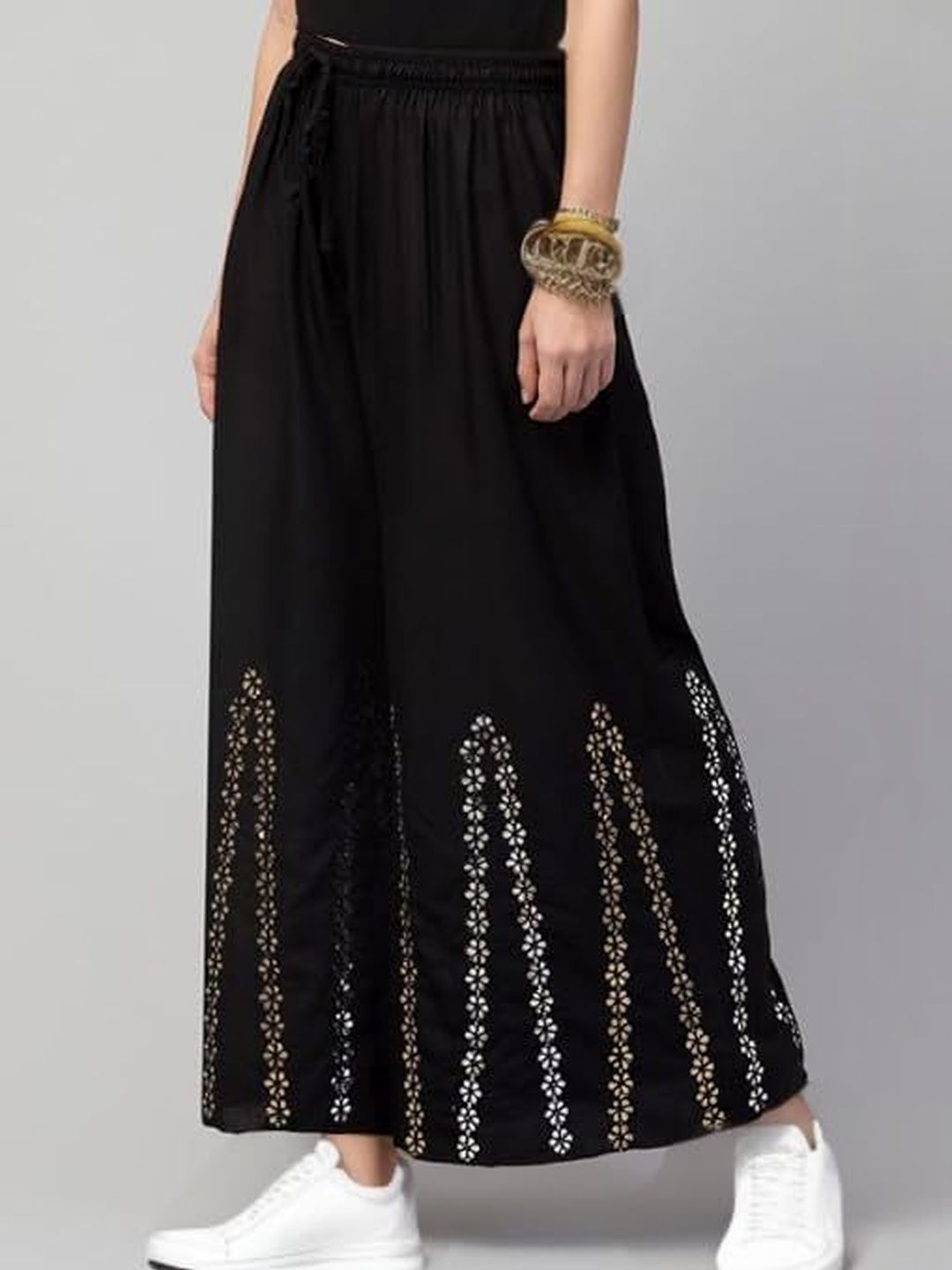 Thrifty Thread Women Floral Embellished Flared Knitted Ethnic Palazzos-picture-15