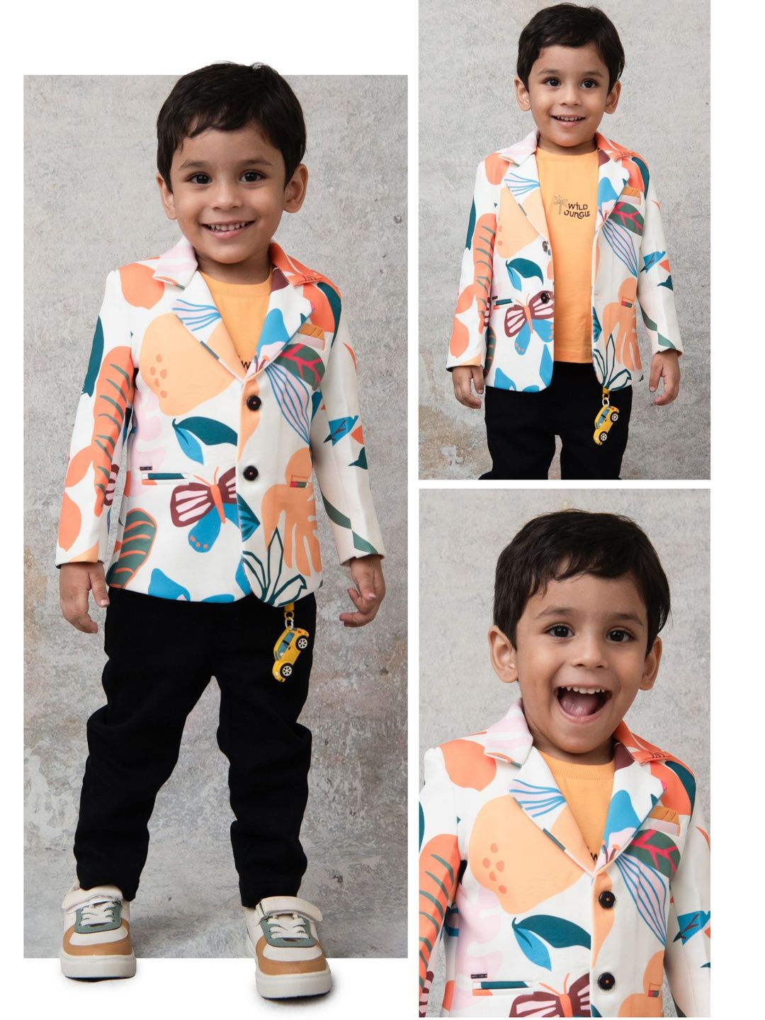 LITTLE COLLARS Boys Printed Notched Lapel T-shirt With Trousers-picture-38