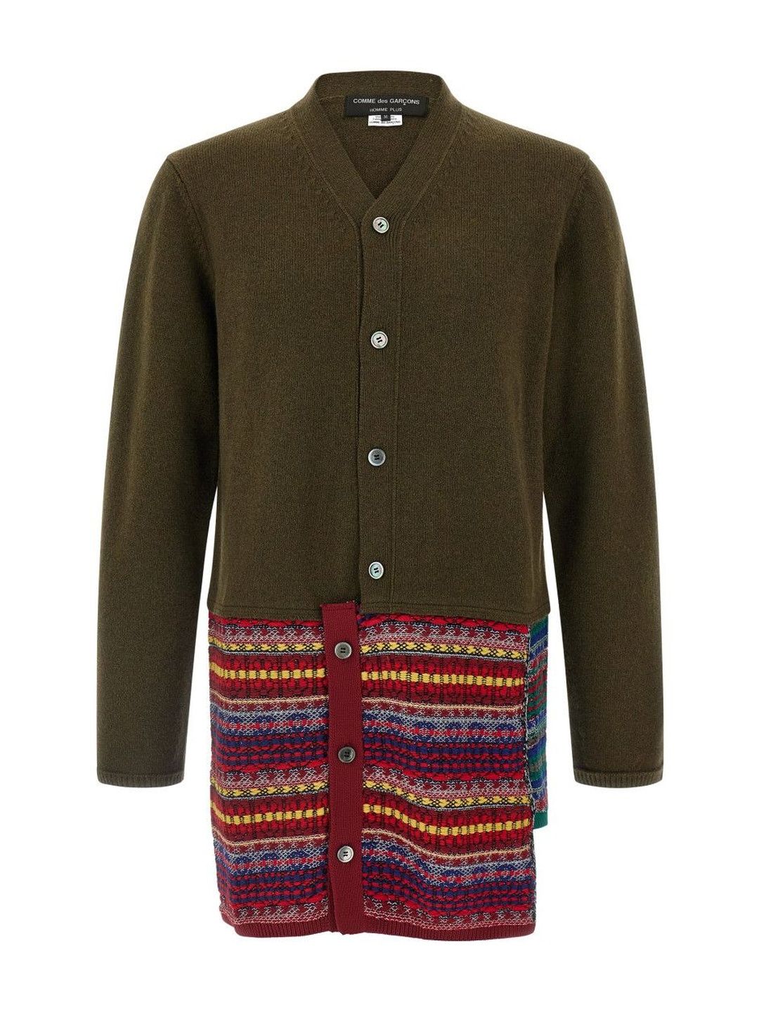 Comme Des Garcons Green V-Neck Patchwork Cardigan-picture-50