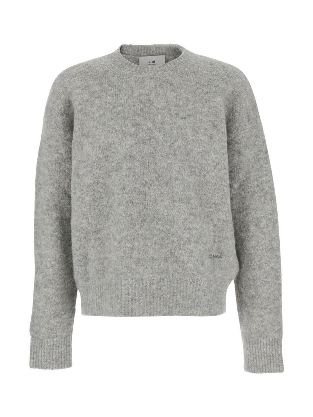 Ami Paris Grey Crewneck Logo Sweater-picture-30