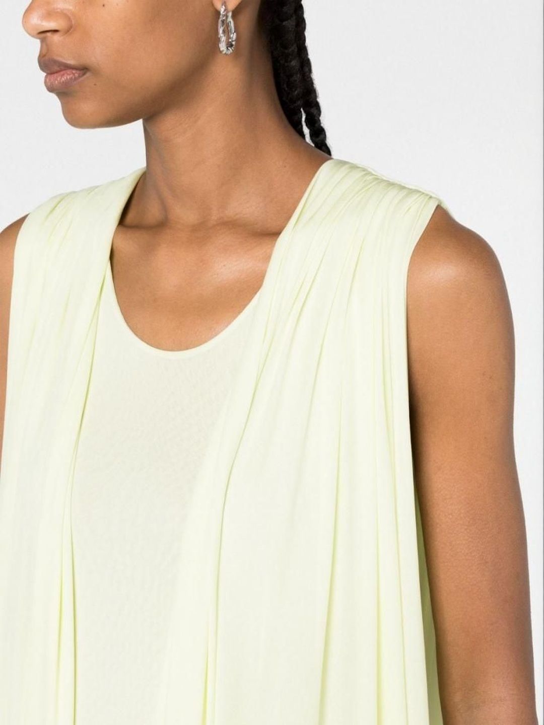 Jil Sander Light Yellow Draped Midi Dress-picture-12