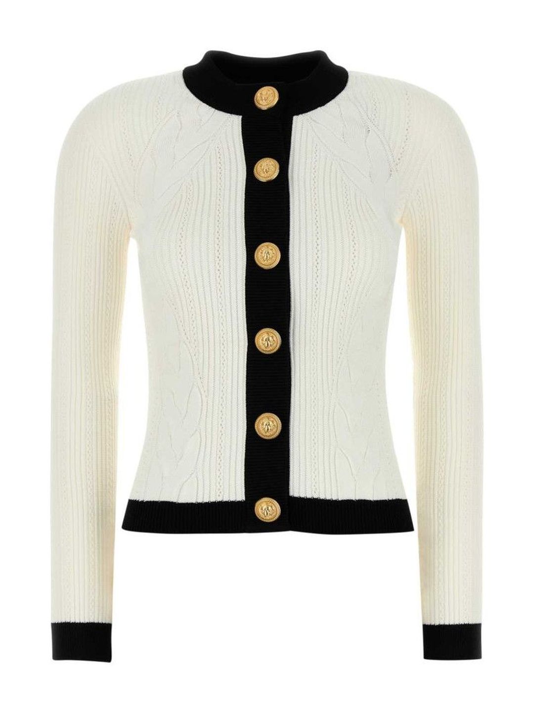Balmain White Two-Tone Cardigan-picture-41