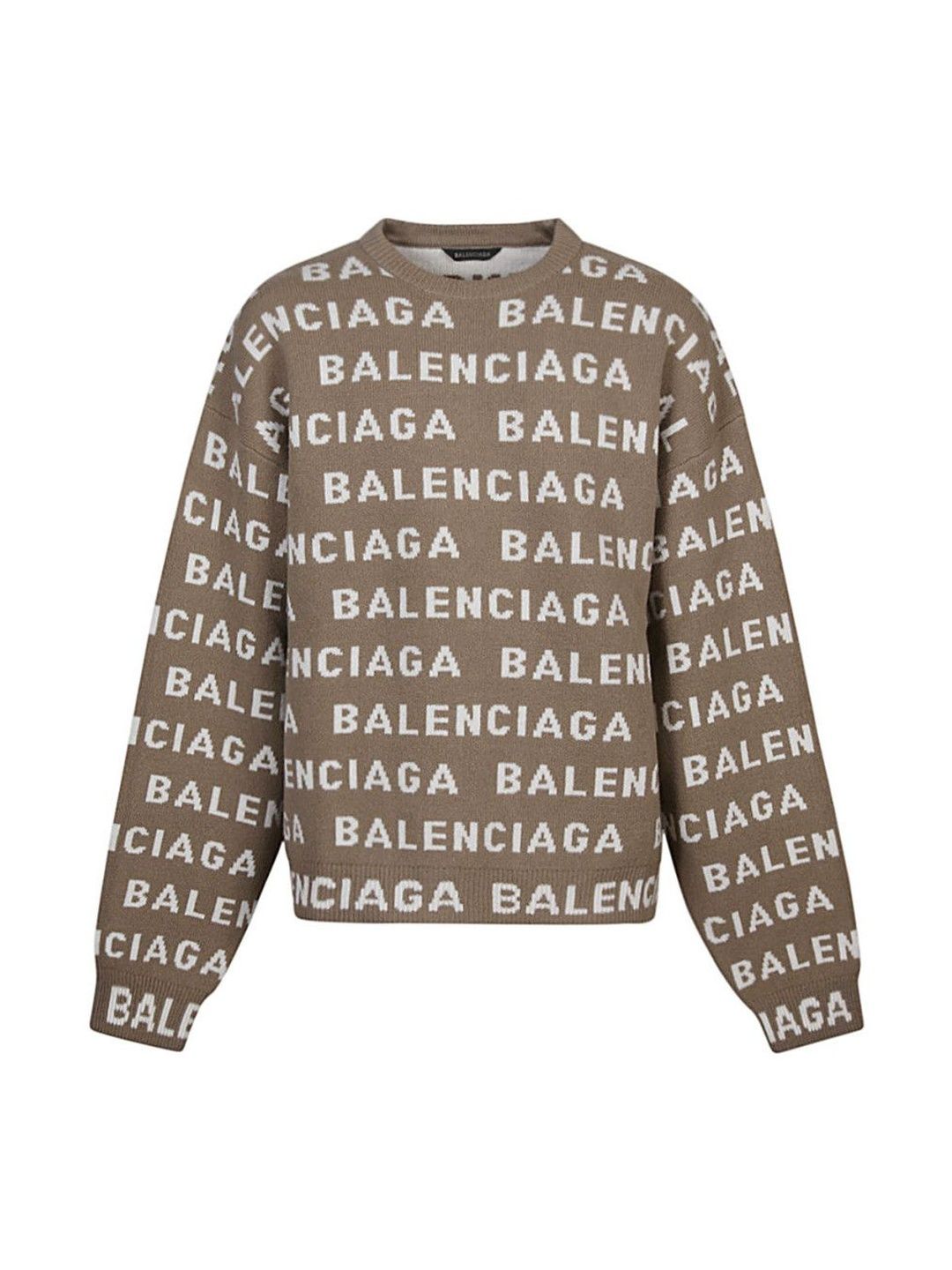 Balenciaga Beige Allover Logo Crewneck Sweater-picture-30
