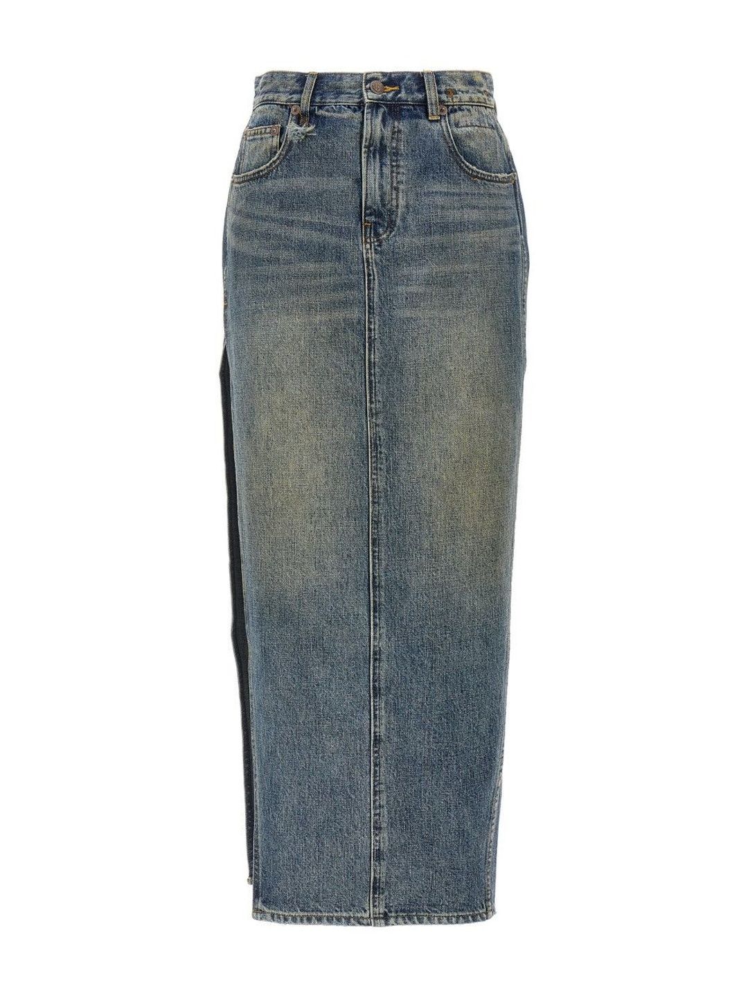 R13 Blue Devon Side Slit Skirt-picture-19