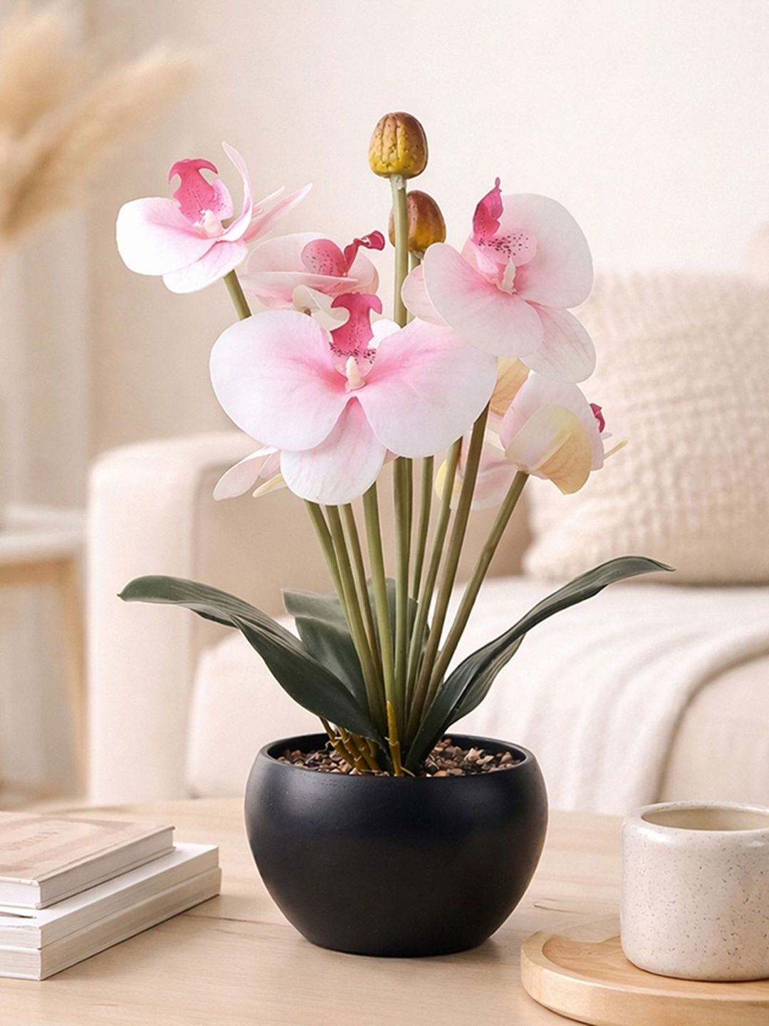 HABERE INDIA White Artificial Flower With Pot-picture-35