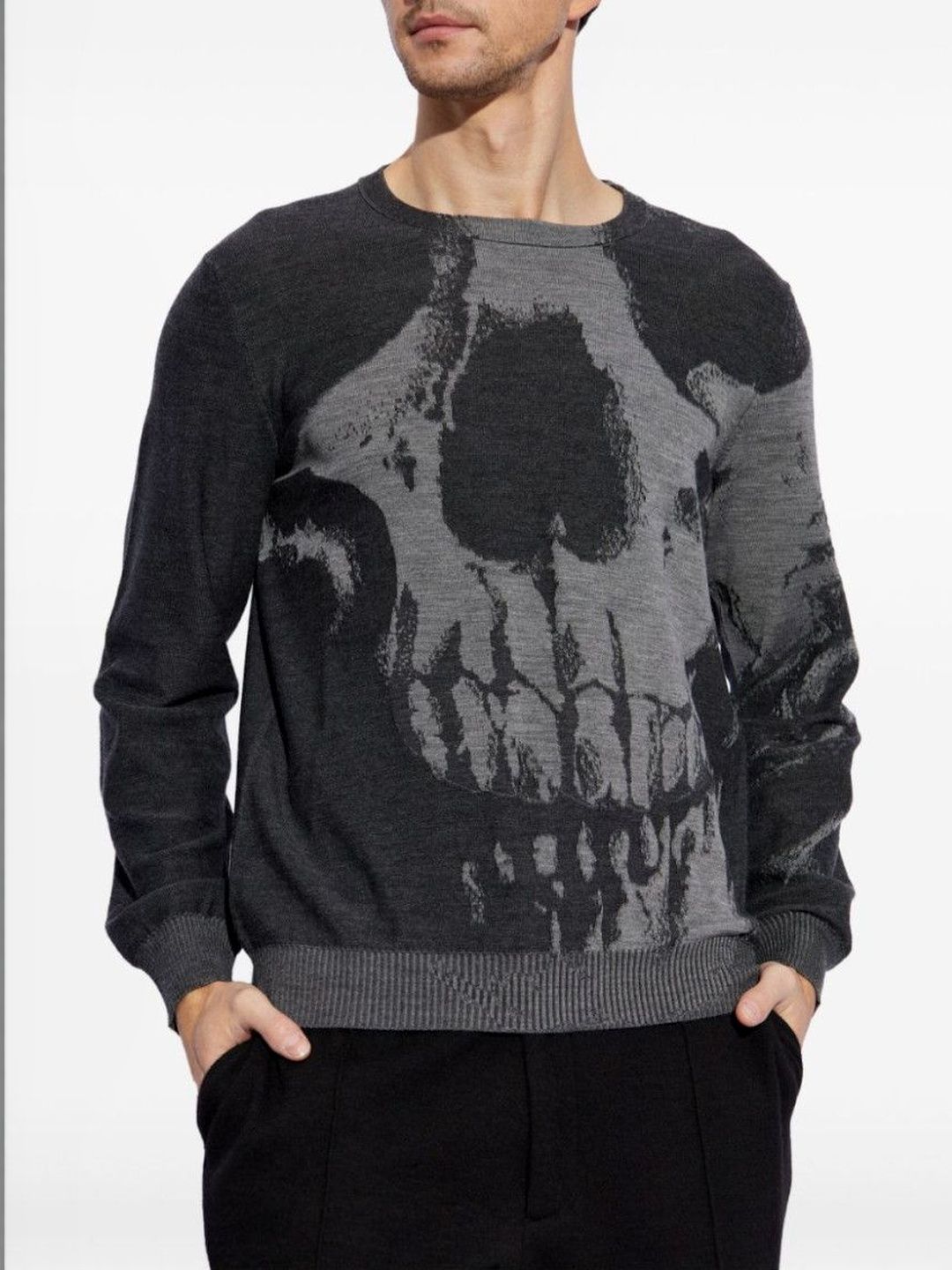 Alexander McQueen Grey Skull-Intarsia Sweater-picture-21
