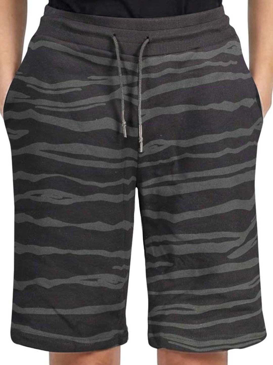 Cavalli Class Black All Over Lines Print Shorts-picture-30