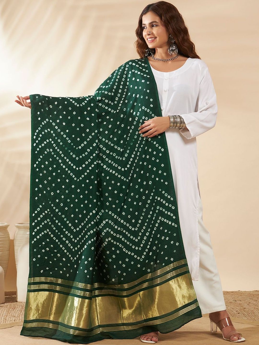 HANDICRAFT PALACE Printed Bandhani Dupatta with Zari-picture-6