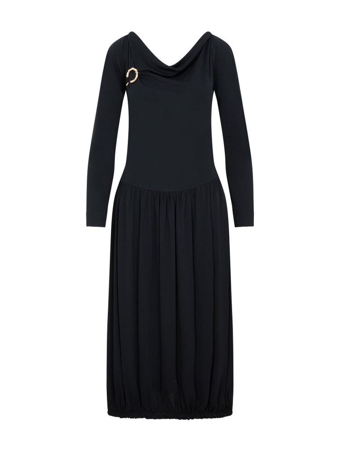 Lanvin Black Ls Drape Midi Dress-picture-51
