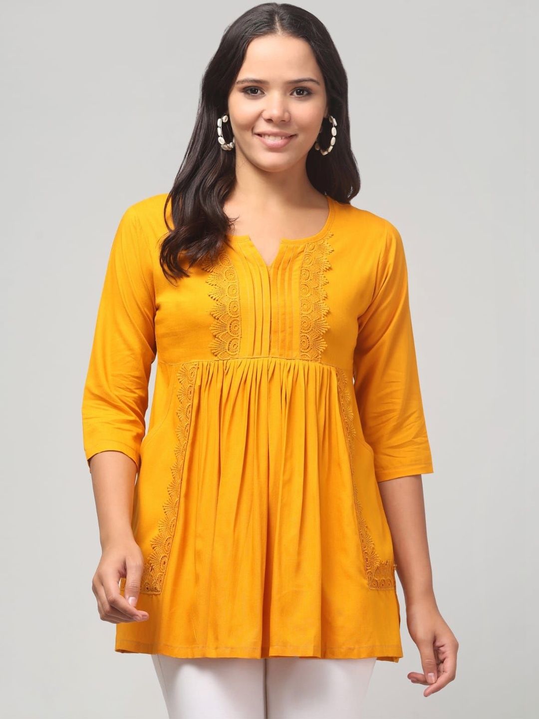 CROWN KING Embellished V-Neck Empire Kurti-picture-44