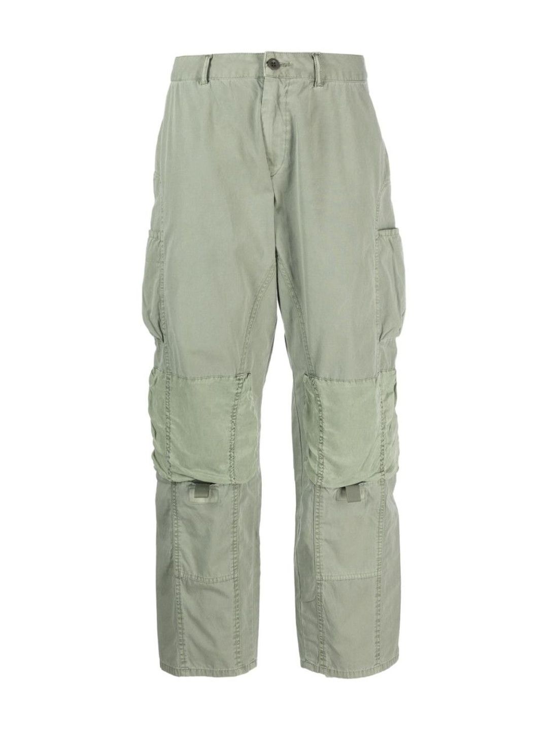 John Elliott Green Olive Cotton Cargo Trousers-image-2