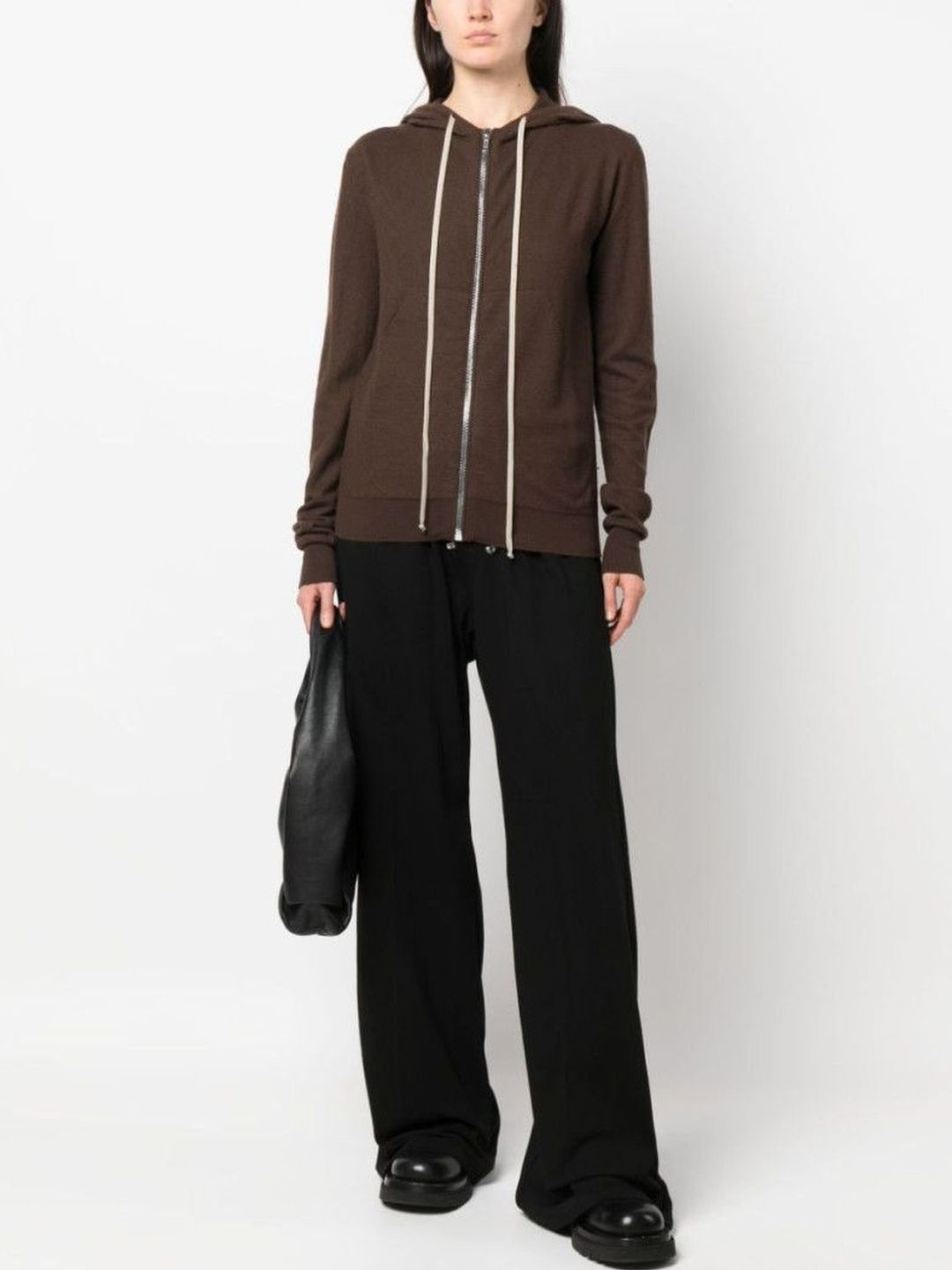 Rick Owens Brown Zip-Up Cashmere Hoodie-picture-57