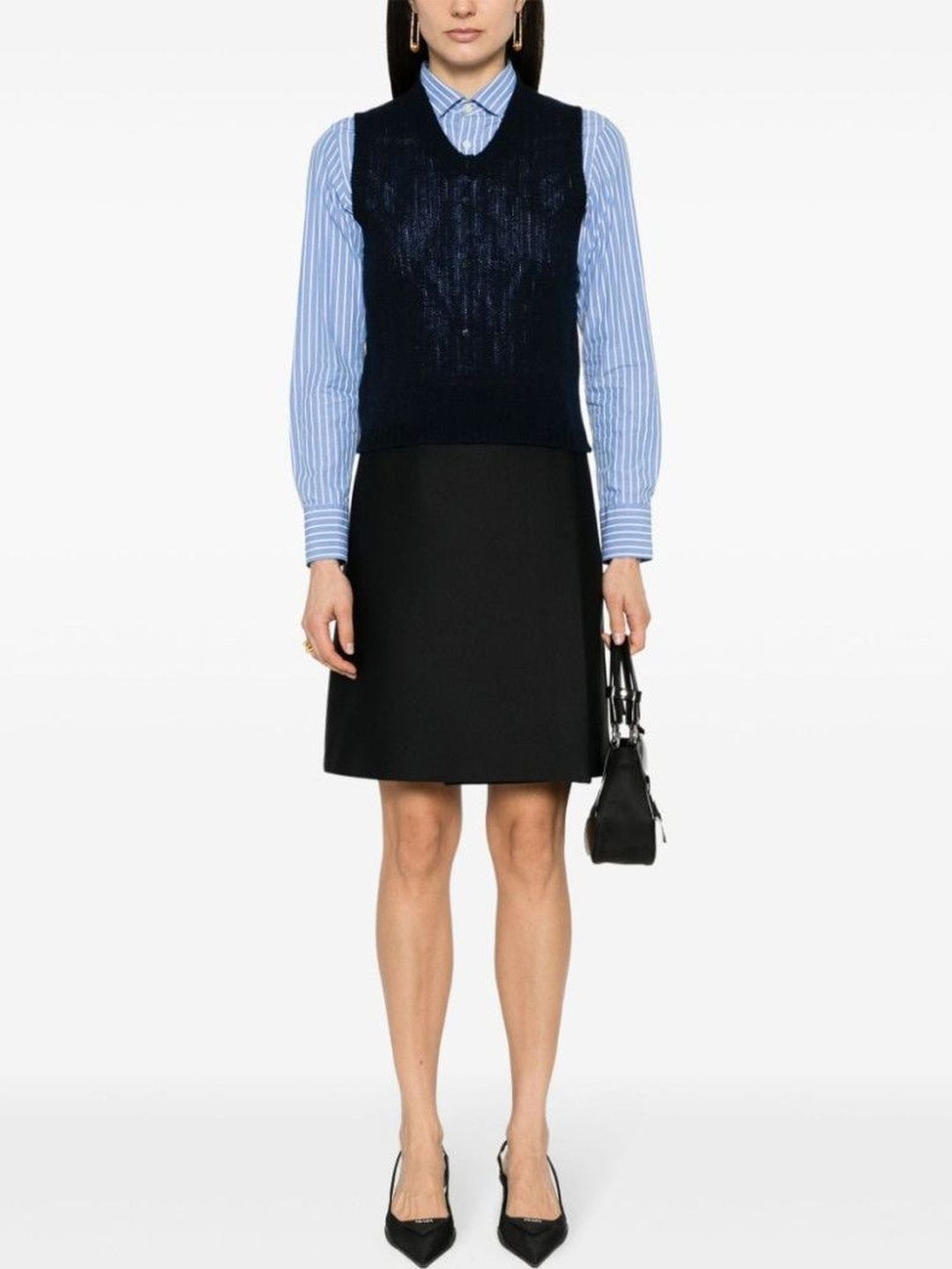Prada Navy Blue V-Neck Cashmere Vest-picture-21