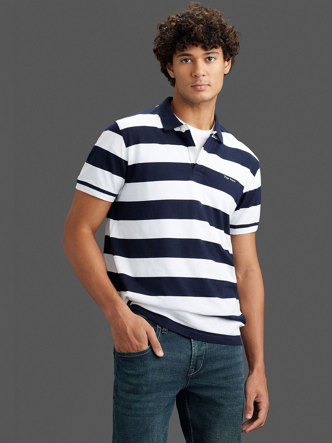 Pepe Jeans Men Striped Polo Collar T-shirt-image-42
