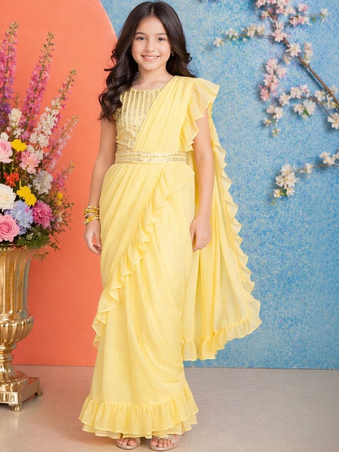 KALINI Sequinned Pure Georgette Banarasi Saree-picture-16