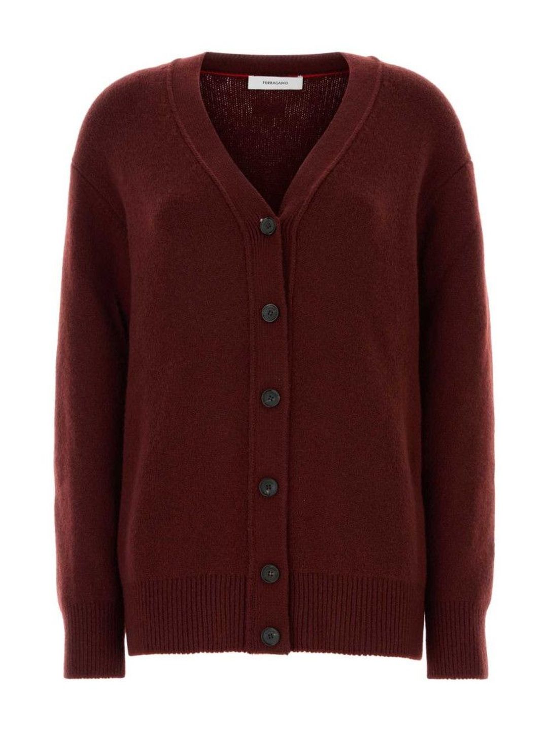 Ferragamo Burgundy Cashmere Blend Cardigan-picture-12