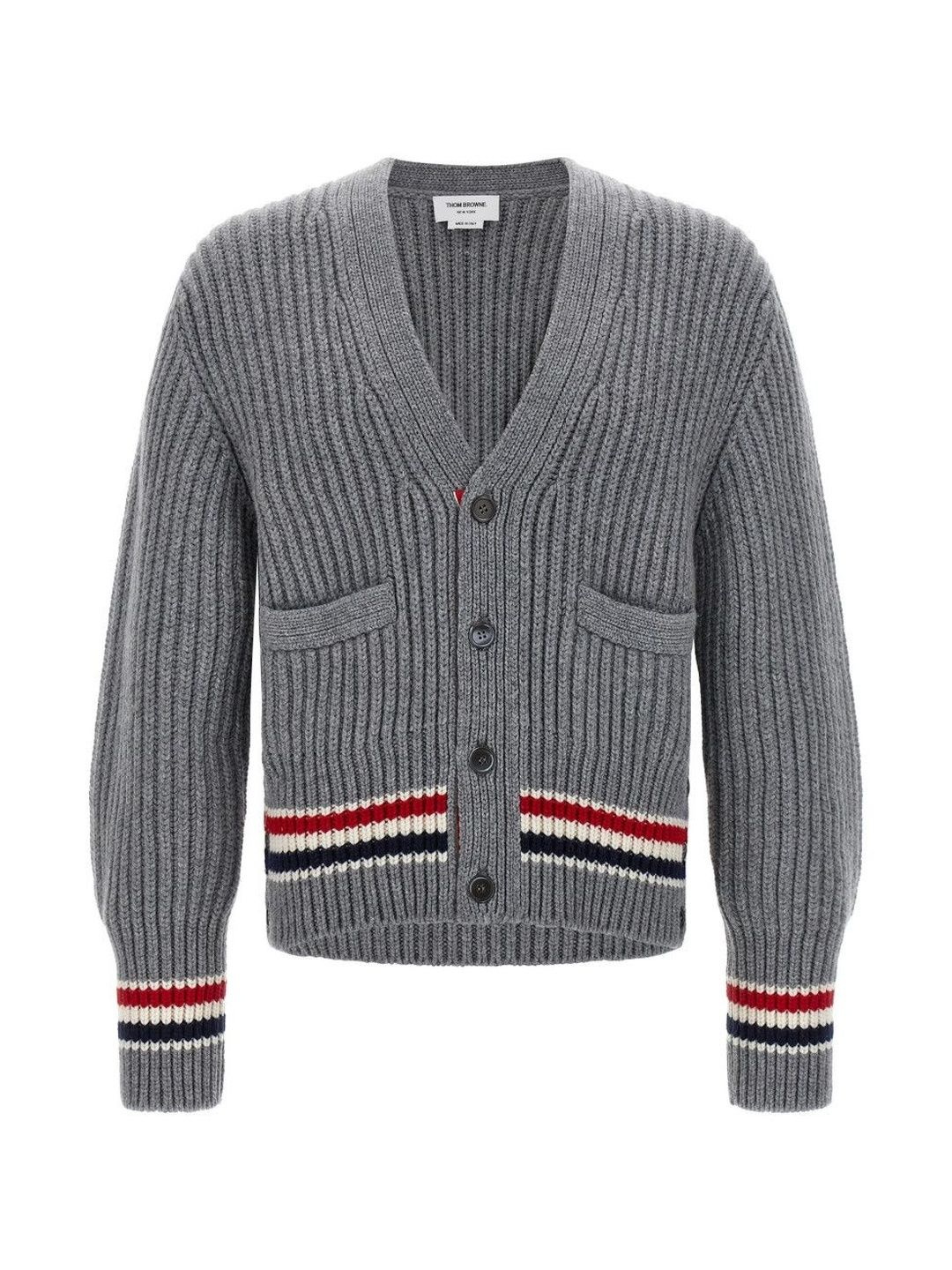 Thom Browne Grey Rwb Tape Cardigan-picture-30