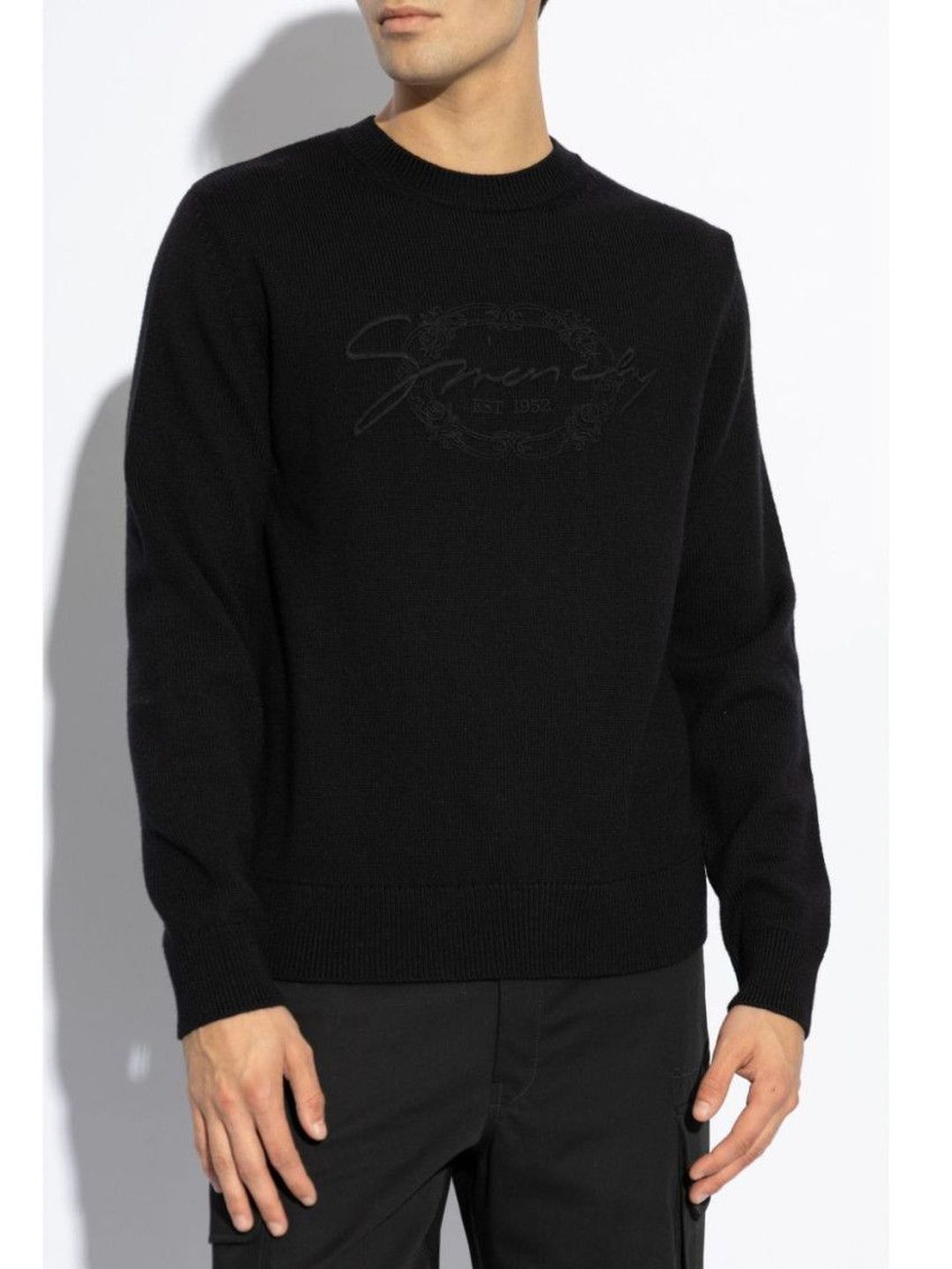 Givenchy Black Crewneck Logo Embroidered Sweater-picture-18