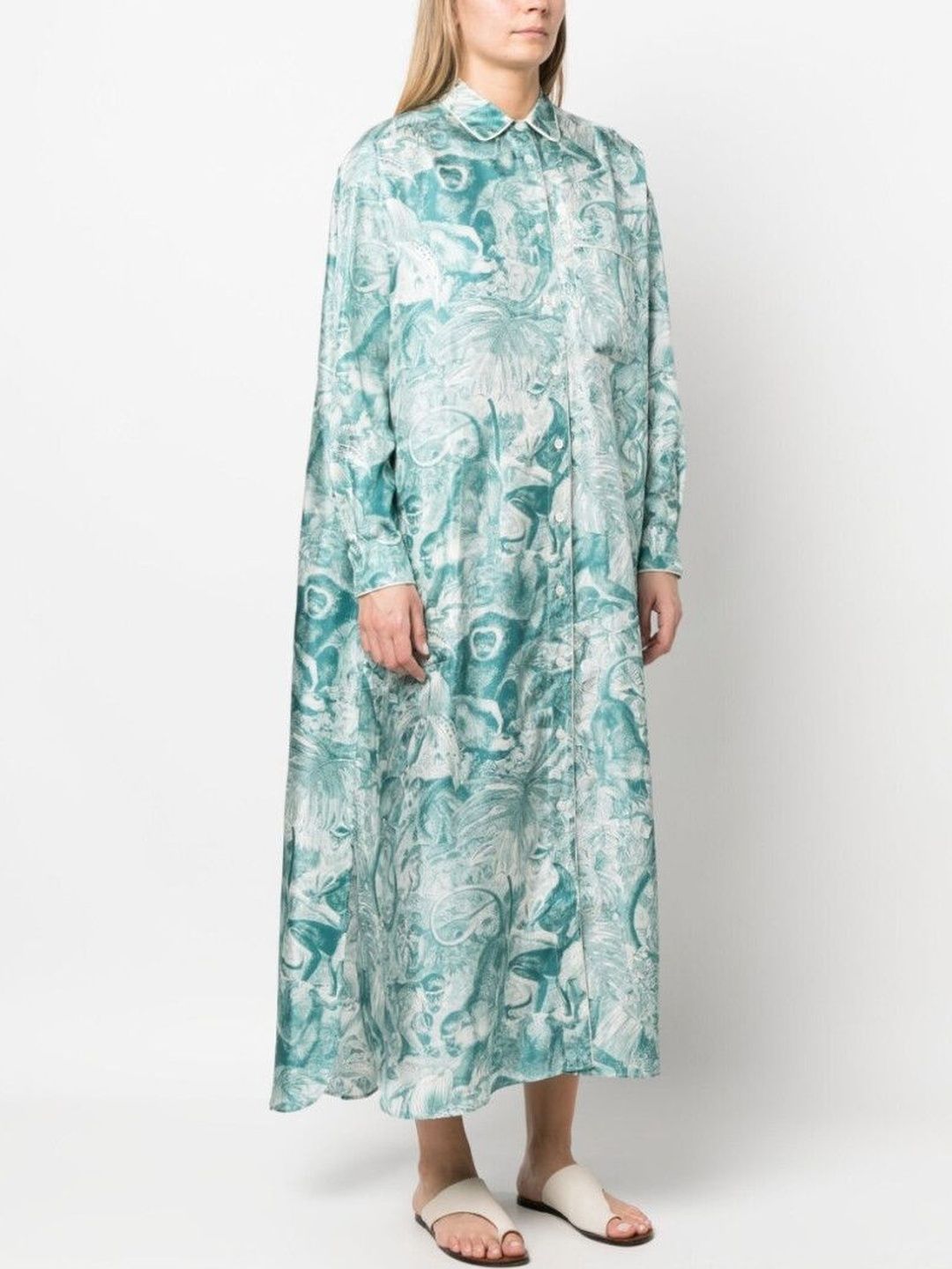 F.R.S For Restless Sleepers Women Green Silk Dresses-picture-10