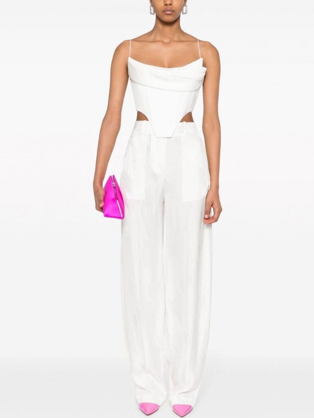 The Attico White Logo Trousers-picture-17
