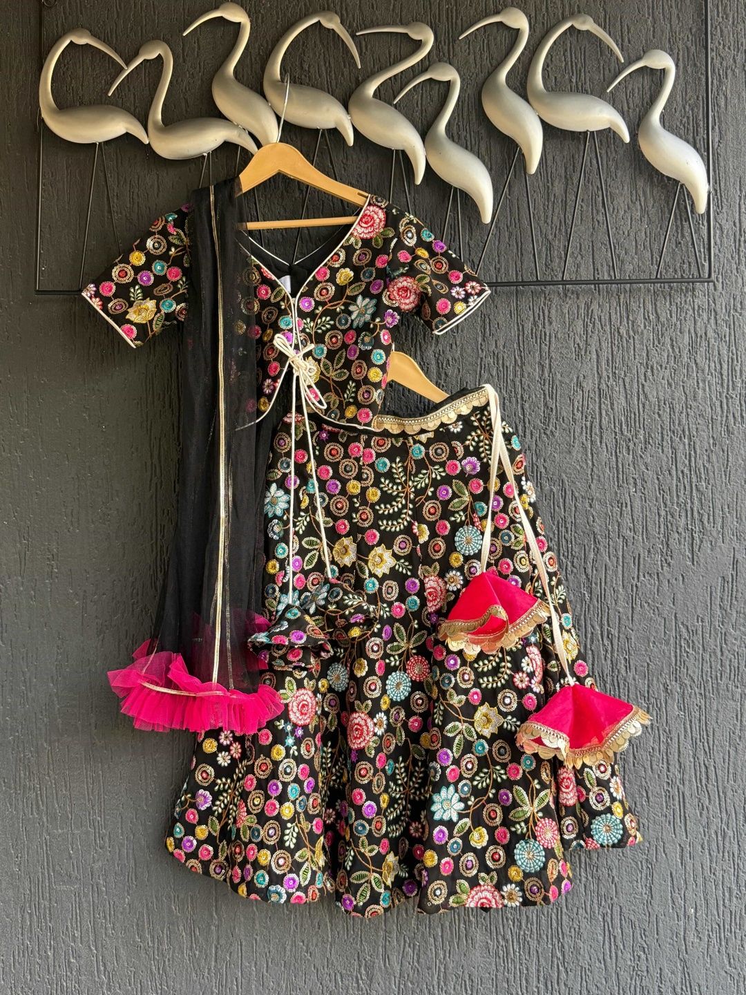 The Little Tales Girls Embroidered Thread Work Semi-Stitched Lehenga & Blouse With Dupatta-picture-45