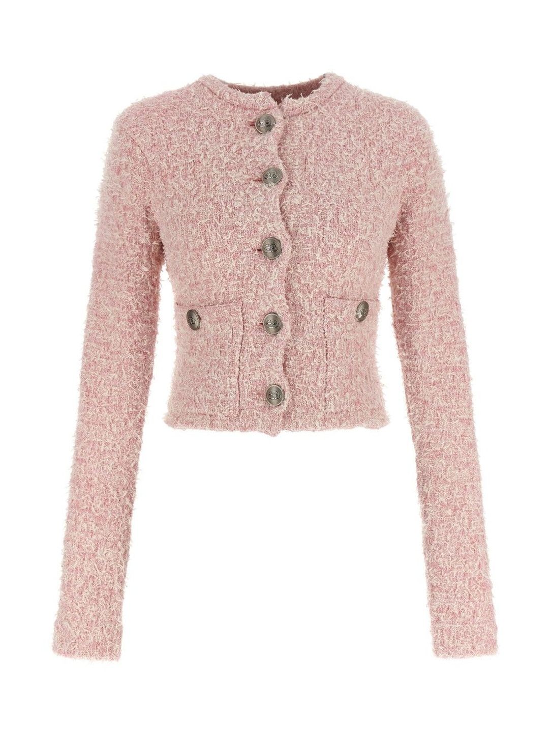 Balenciaga Light Pink Cropped Tweed Cardigan-picture-44