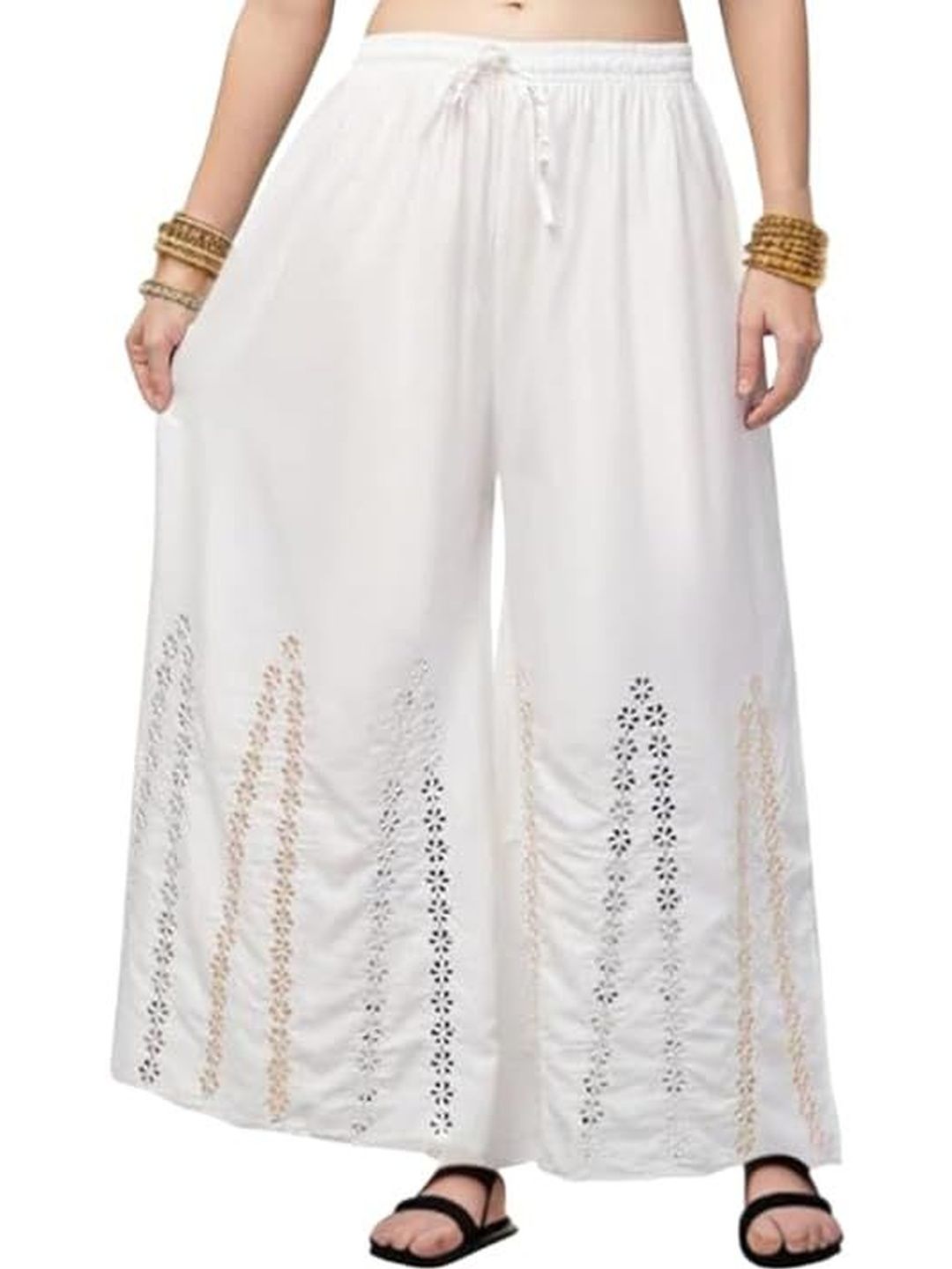 Thrifty Thread Women Embroidered Flared Knitted Ethnic Palazzos-picture-21