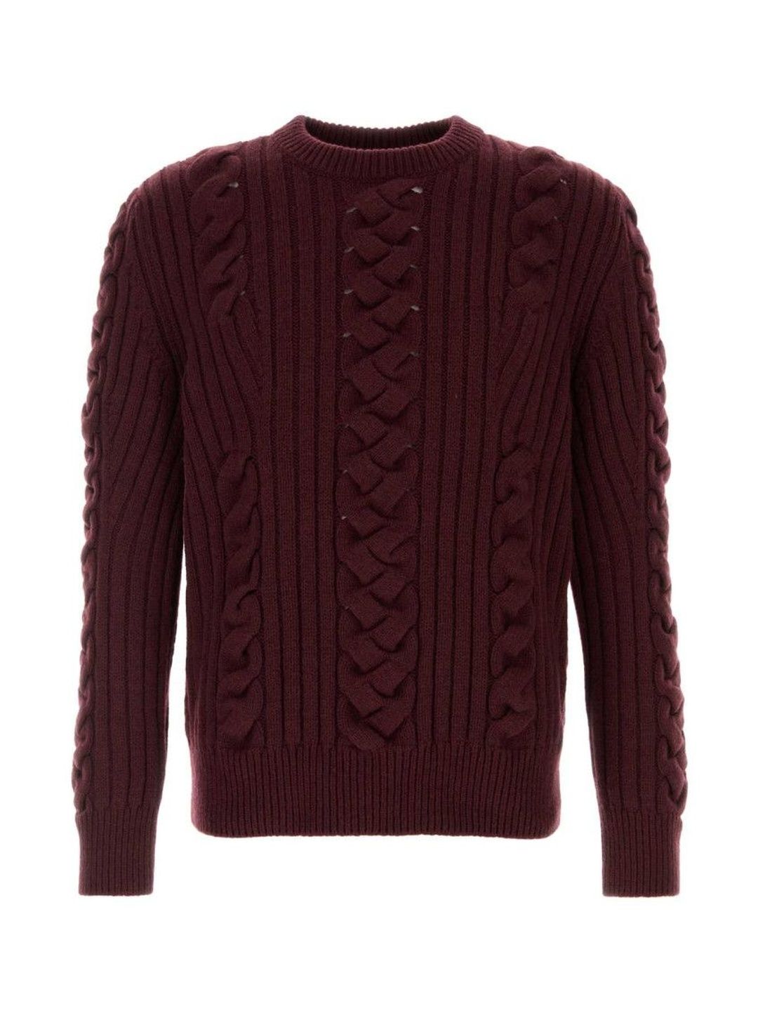 Alexander McQueen Maroon Crewneck Cable Knit Sweater-picture-54