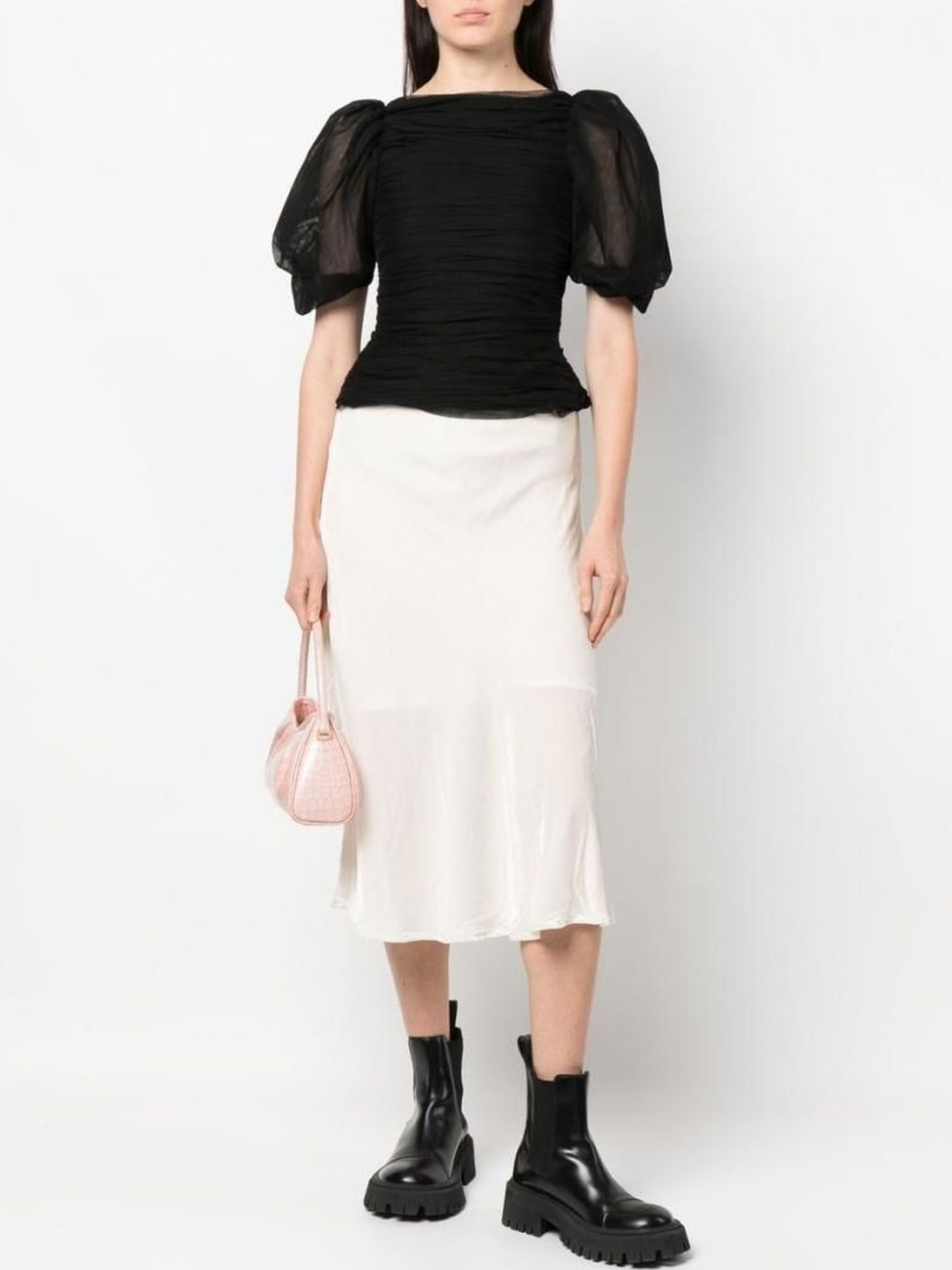 Gold Hawk White Velvet Long Skirt-picture-36
