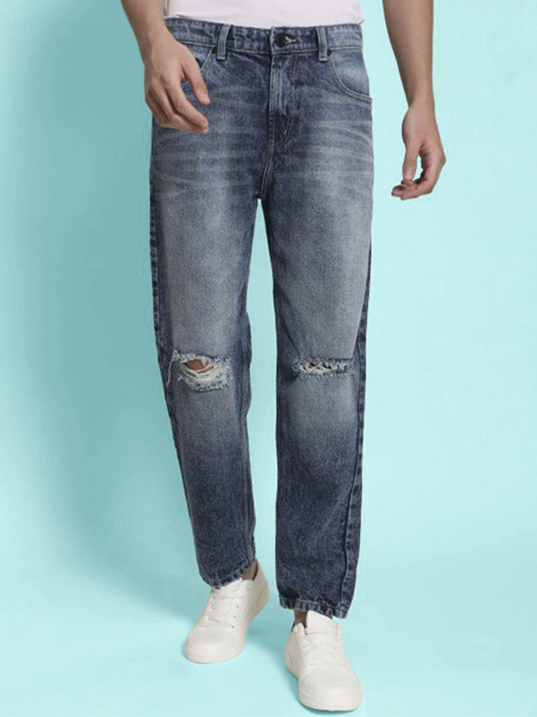Bene Kleed Men Relaxed Fit Mid-Rise Highly Distressed Light Fade Jeans-image-28