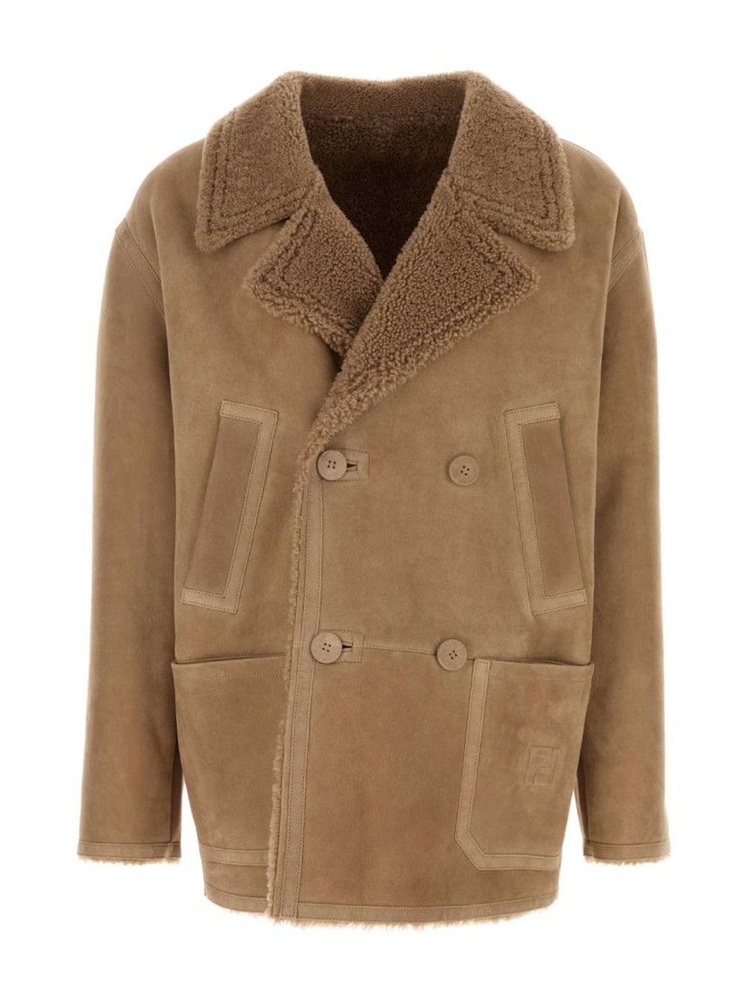 Fendi Camel Shearling Double-Breasted Jacket-picture-22