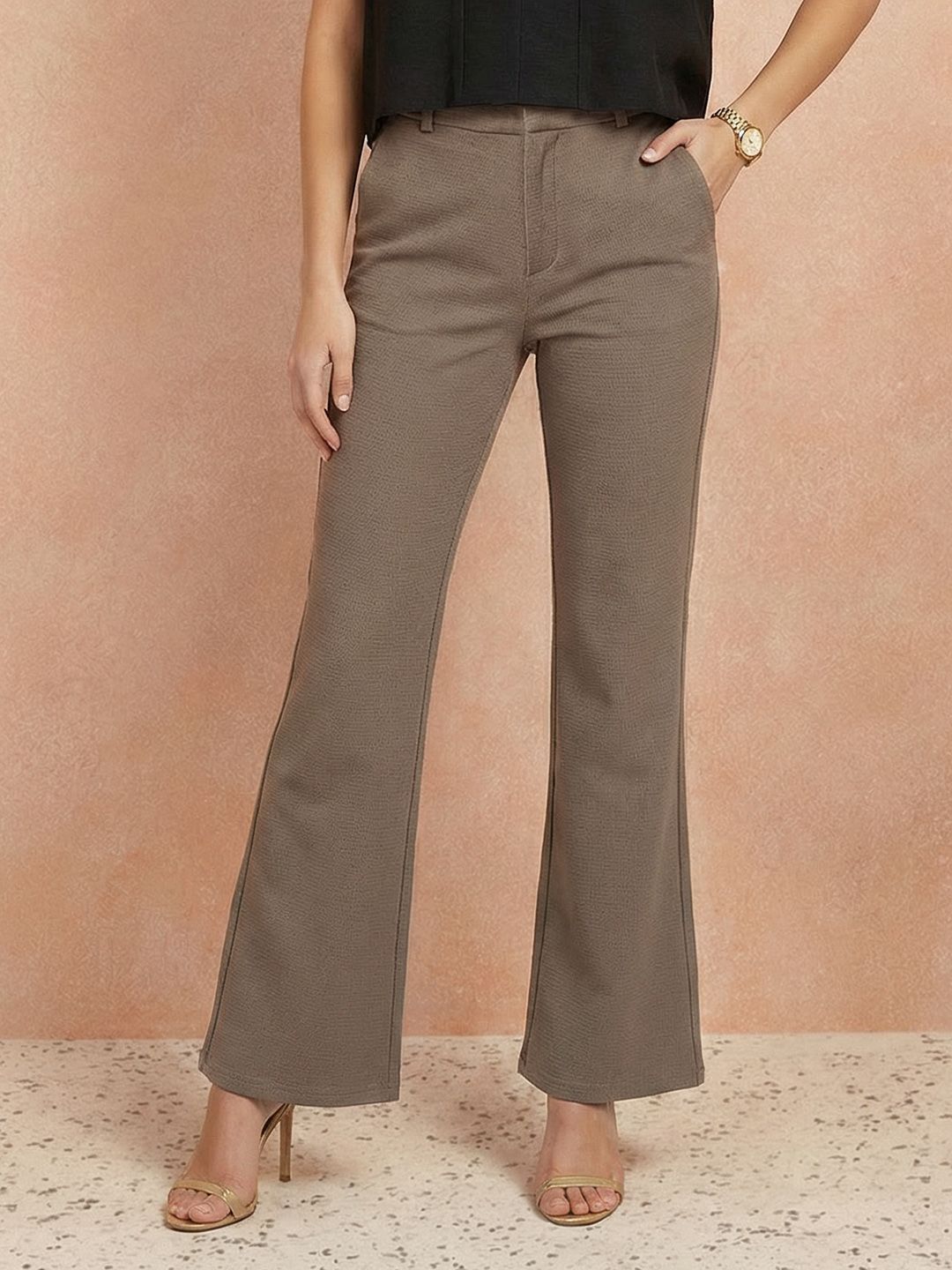 All About You Formals Women High Rise Bootcut Formal Trousers-picture-57
