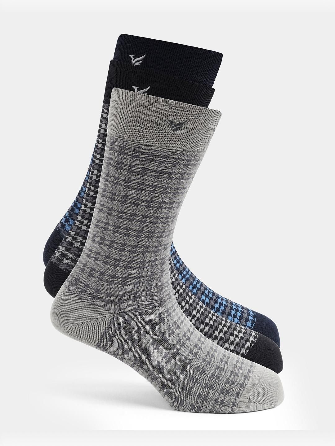 Blackberrys Men Pack of 3 Cotton Assorted Patterned Calf Length Socks-image-21