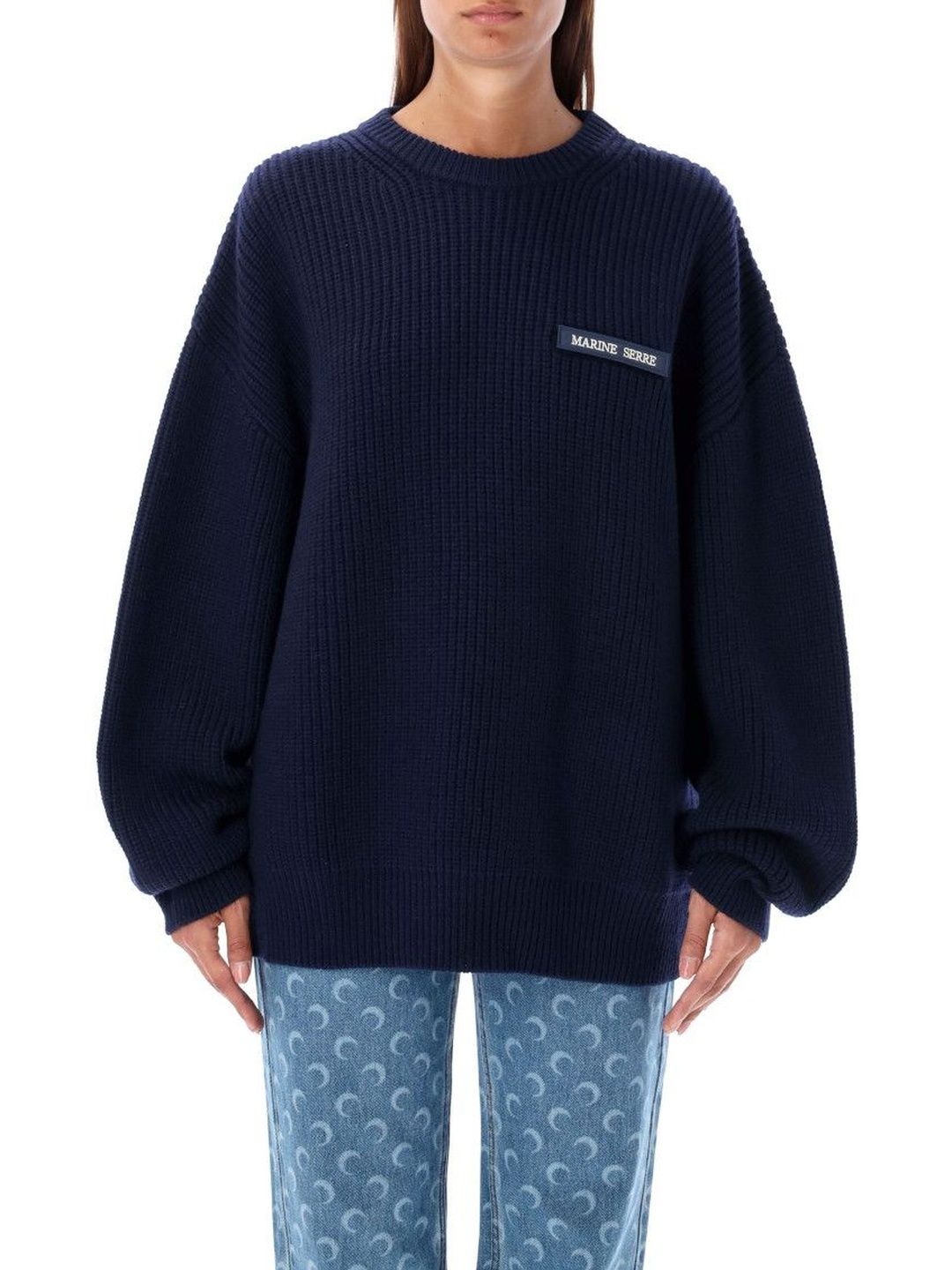 Marine Serre Navy Blue Long Sleeves Logo Sweater-picture-21
