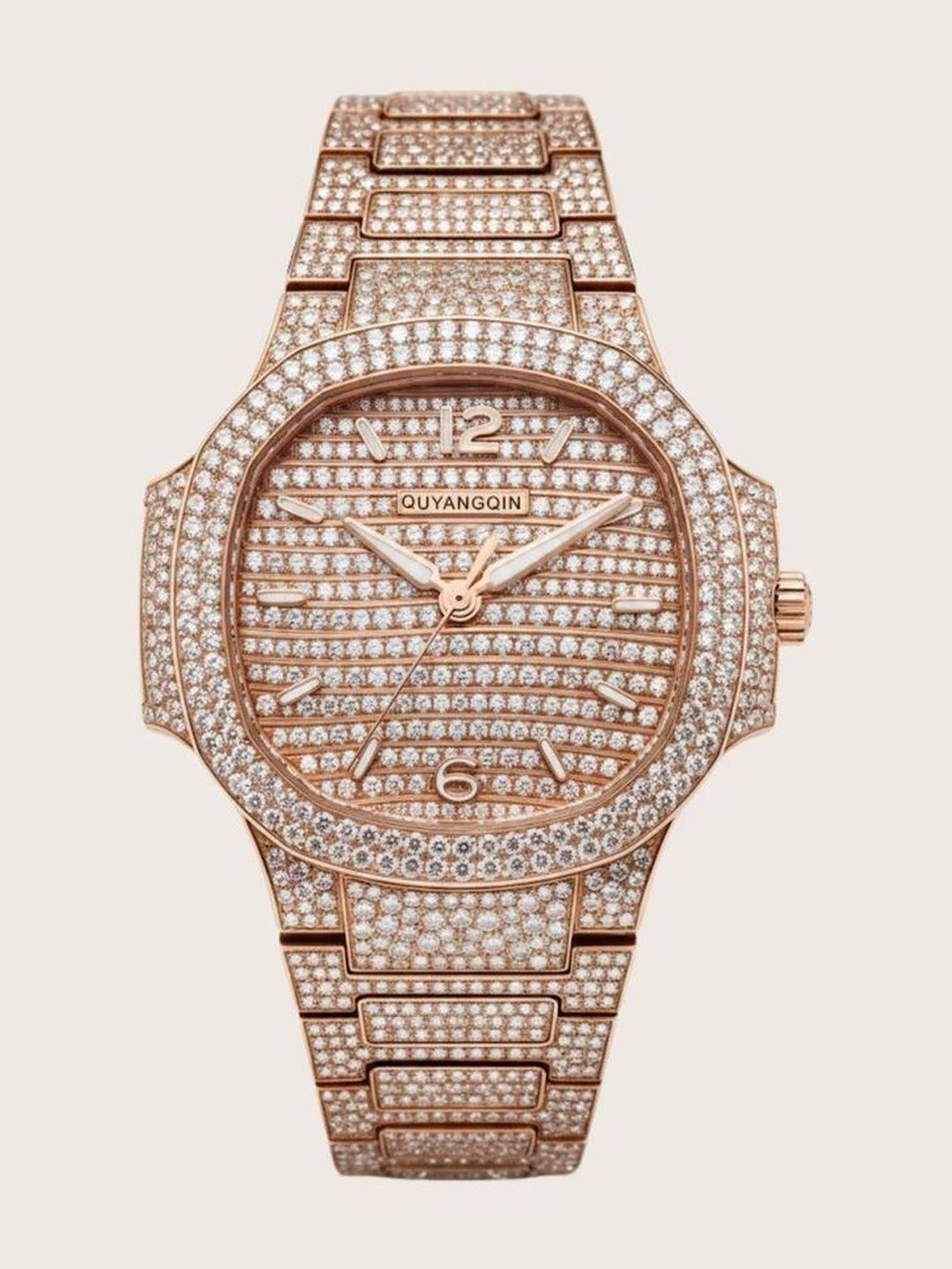 ZIVANCHE Unisex Embellished Dial & Bracelet Style Straps Analogue Chronograph Automatic Motion Powered Watch-picture-0