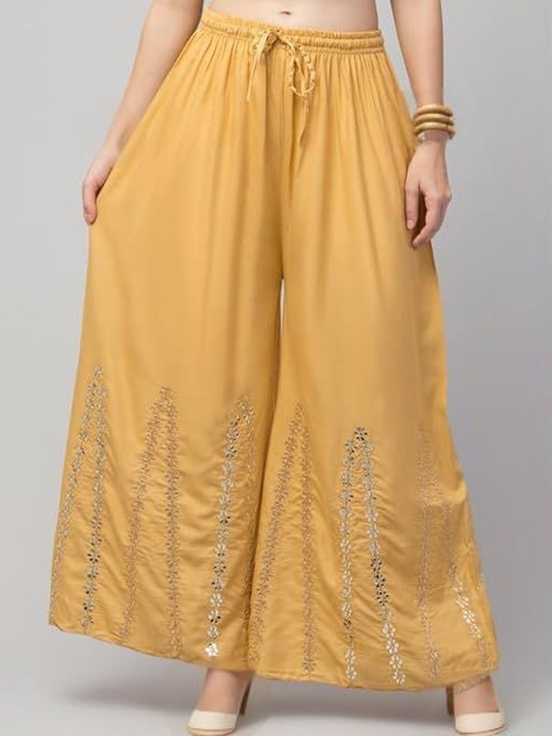 Thrifty Thread Women Embellished Flared Knitted Ethnic Palazzos-picture-13