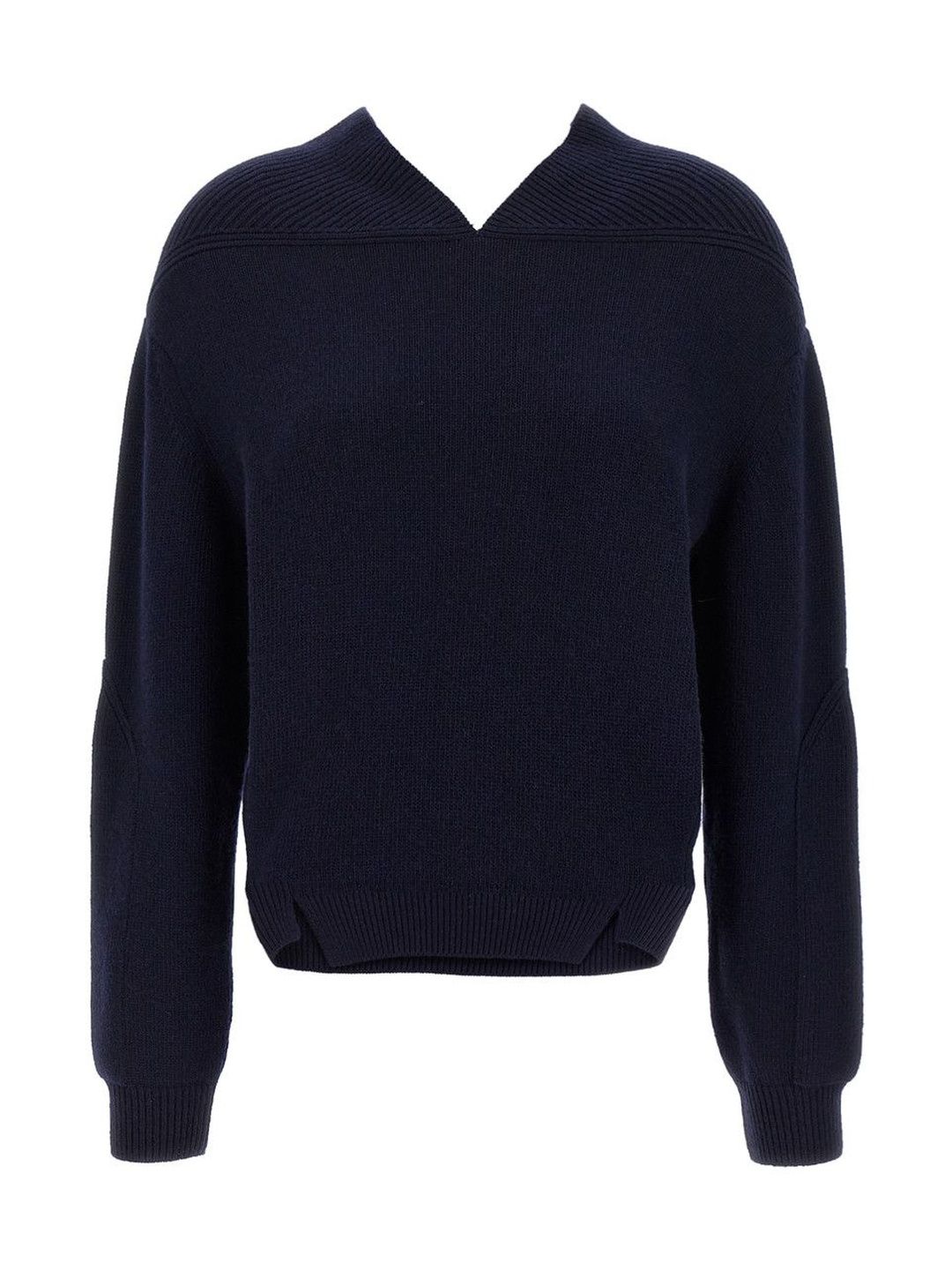 Victoria Beckham Navy Blue V-Neck Yoke Detail Sweater-picture-30