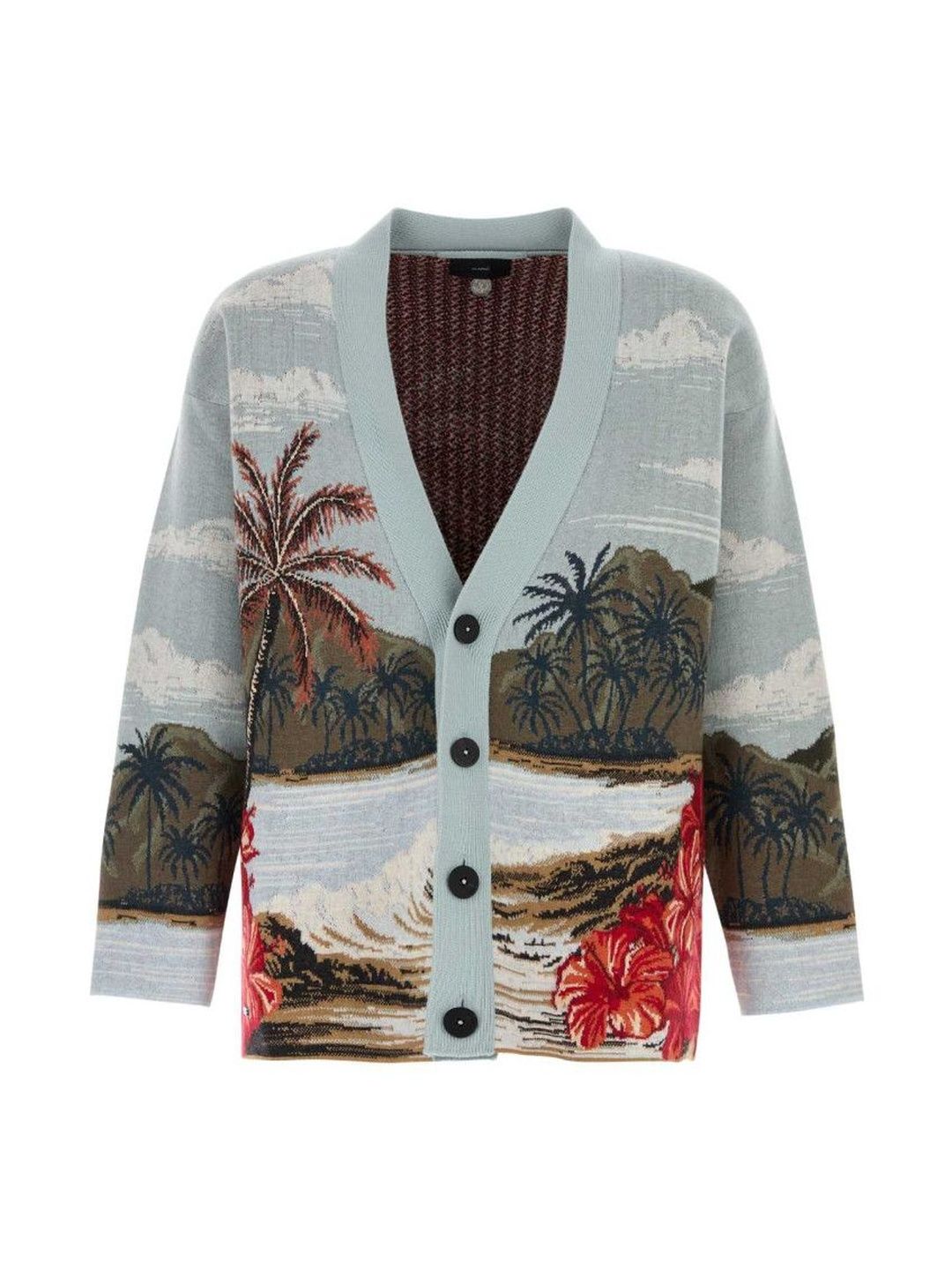 Alanui Light Blue Embroidered Wool Blend Cardigan-image-2