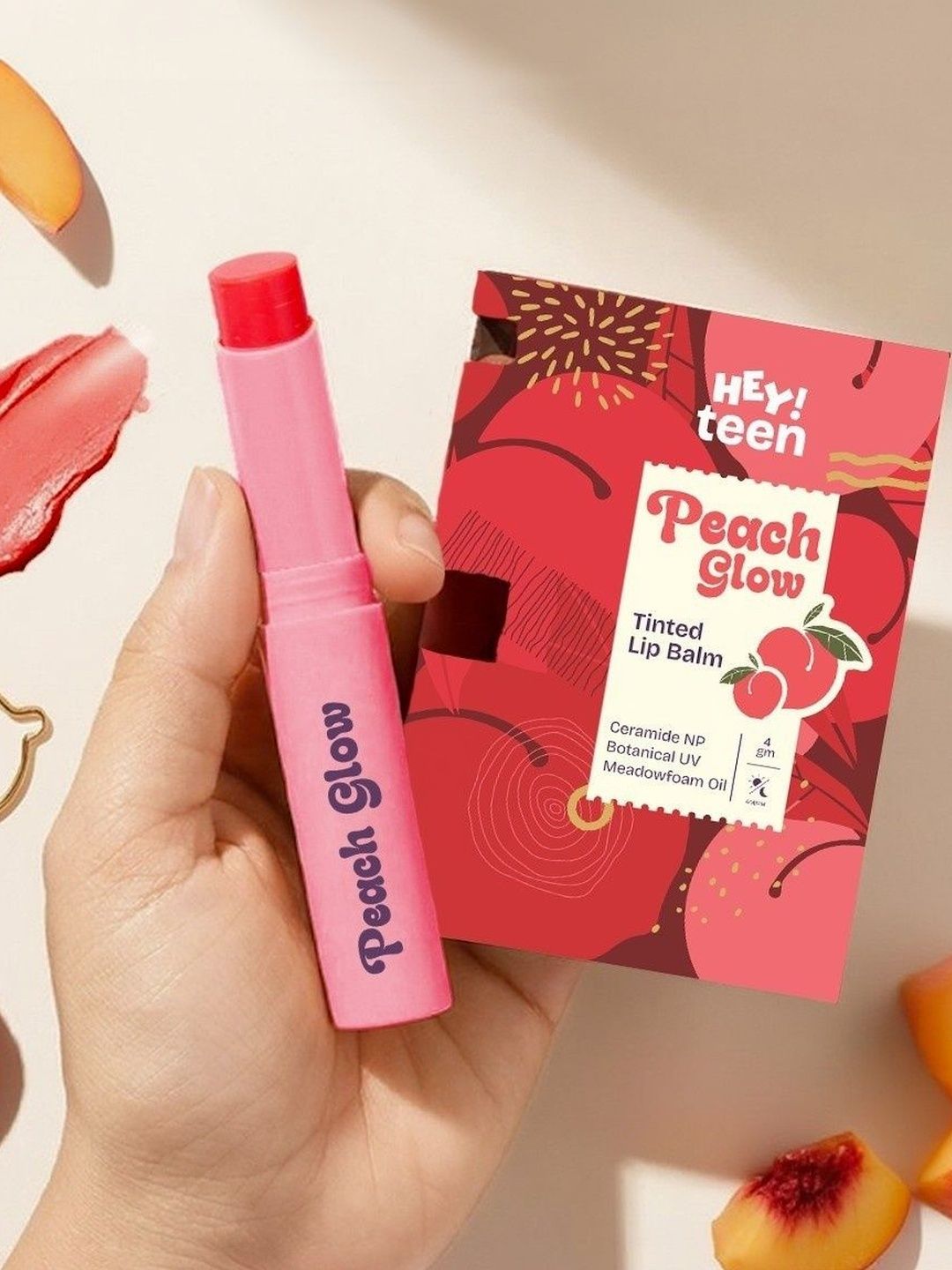 HEY TEEN Glossy Moisturising Tinted Lip Balm With Ceramide- 4 g - Peach Glow-picture-30